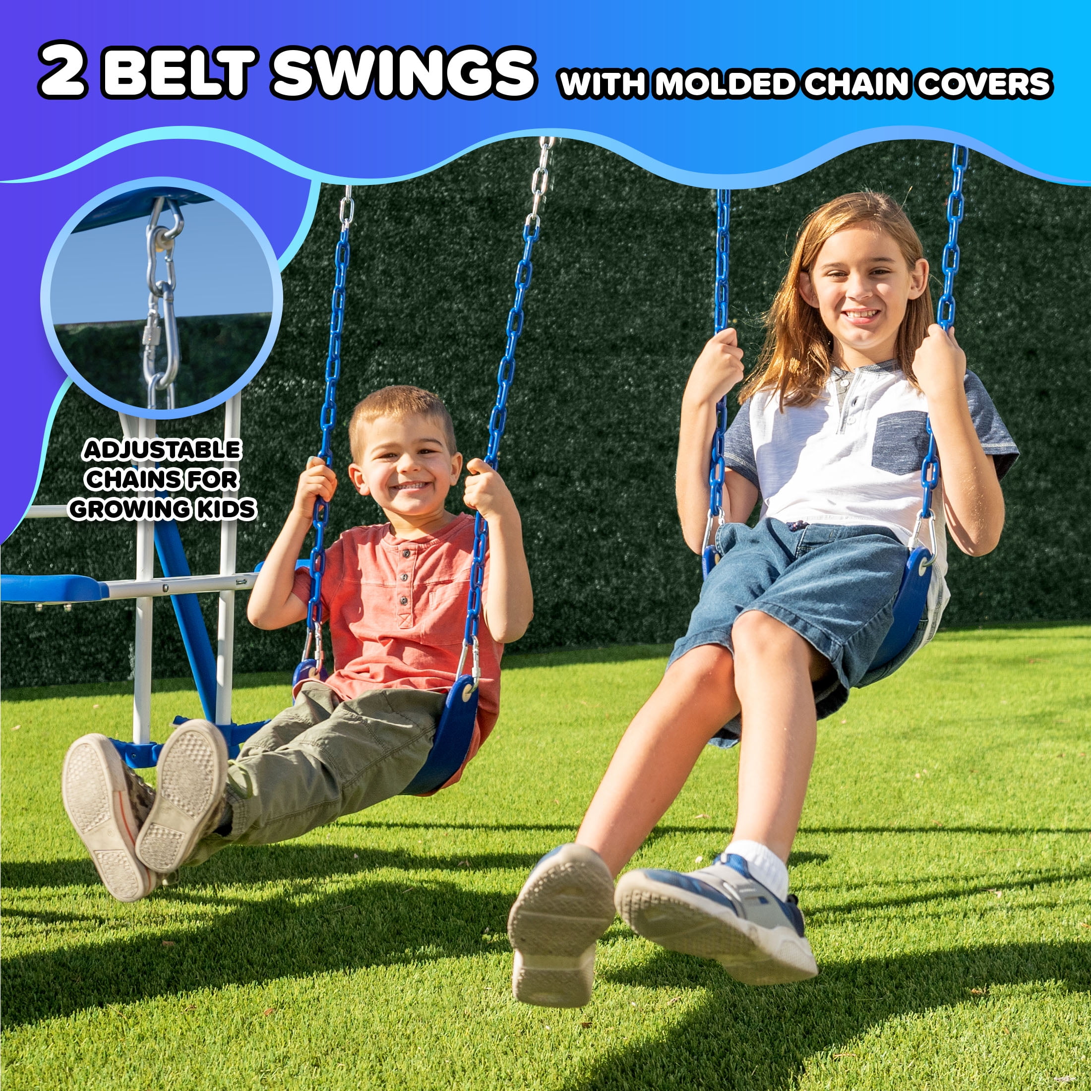 Sportspower Albany Metal Swing Set for Kids Ages 3-8 with 2 Sling Swings, 2-Person Glider, & Lifetime Warranty on 5 ft Slide, Heavy-Duty Outdoor Playset with 6ft Steel Frame - Image 5