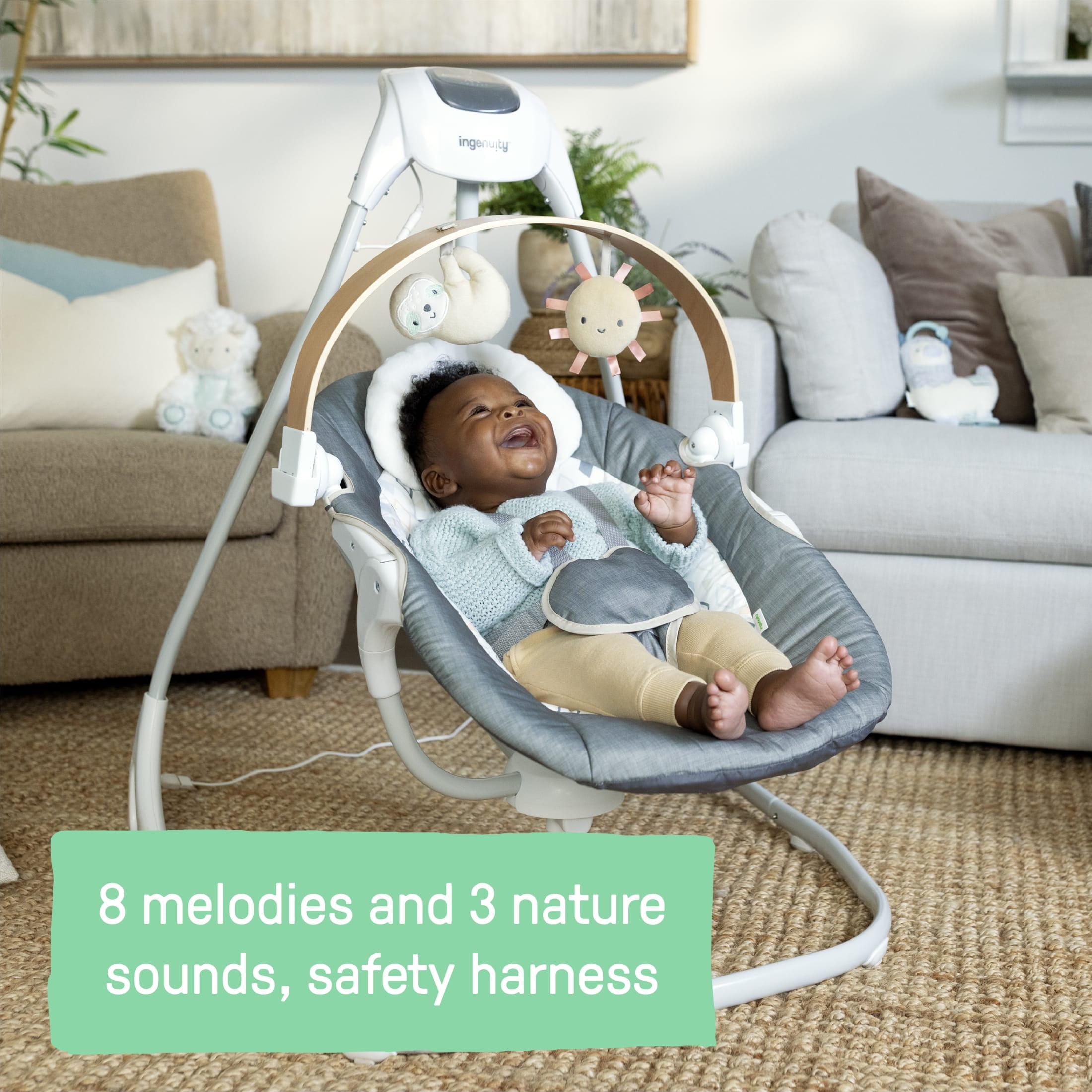 Ingenuity SimpleComfort Compact Soothing Swing Parker, Gray, Ages 0-9 Months - Image 11