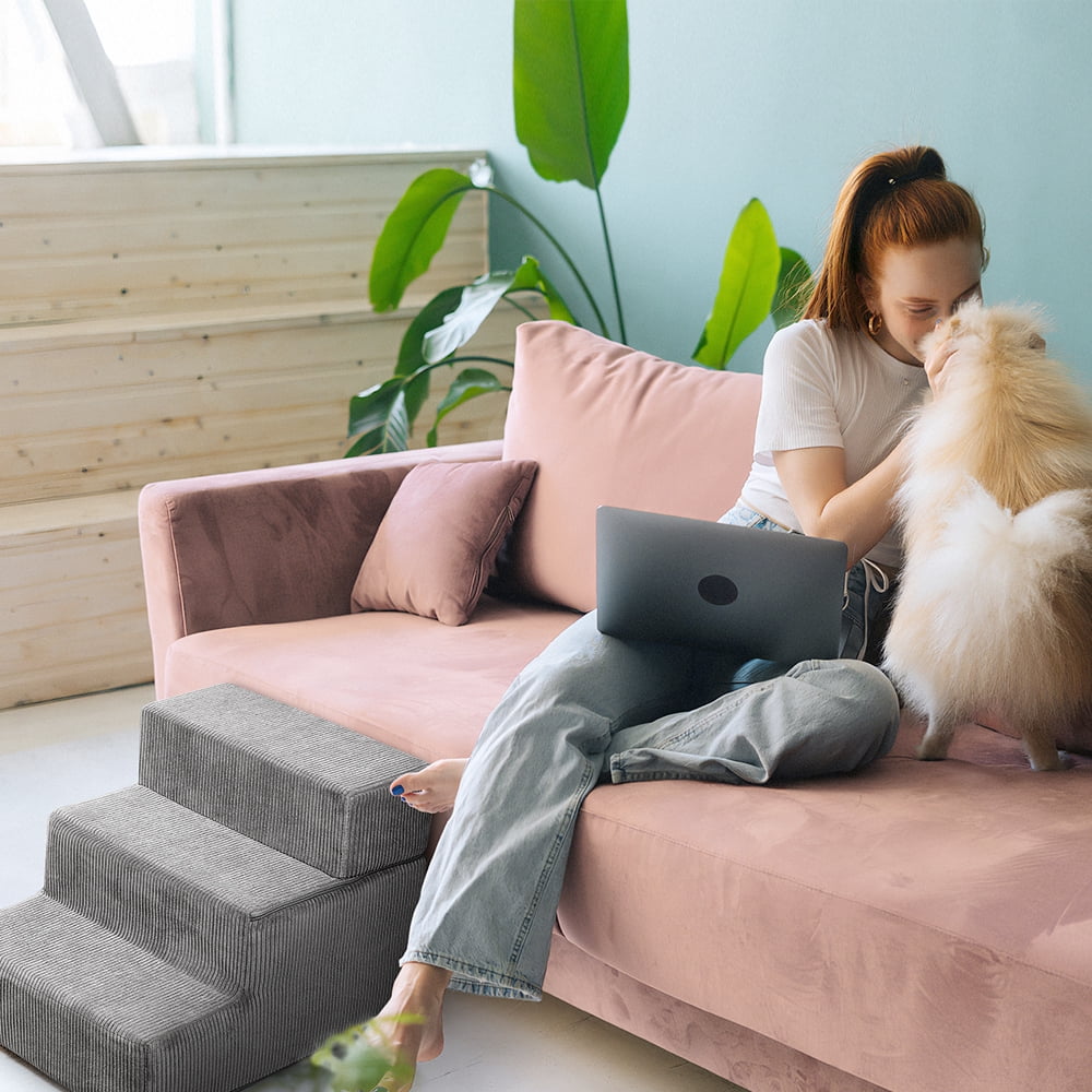 Dog Steps for Small Dog, 3-Step Dog Stairs for High Beds and Couch, Non-Slip Foldable Pet Stairs, Removable Washable Cover - Image 4