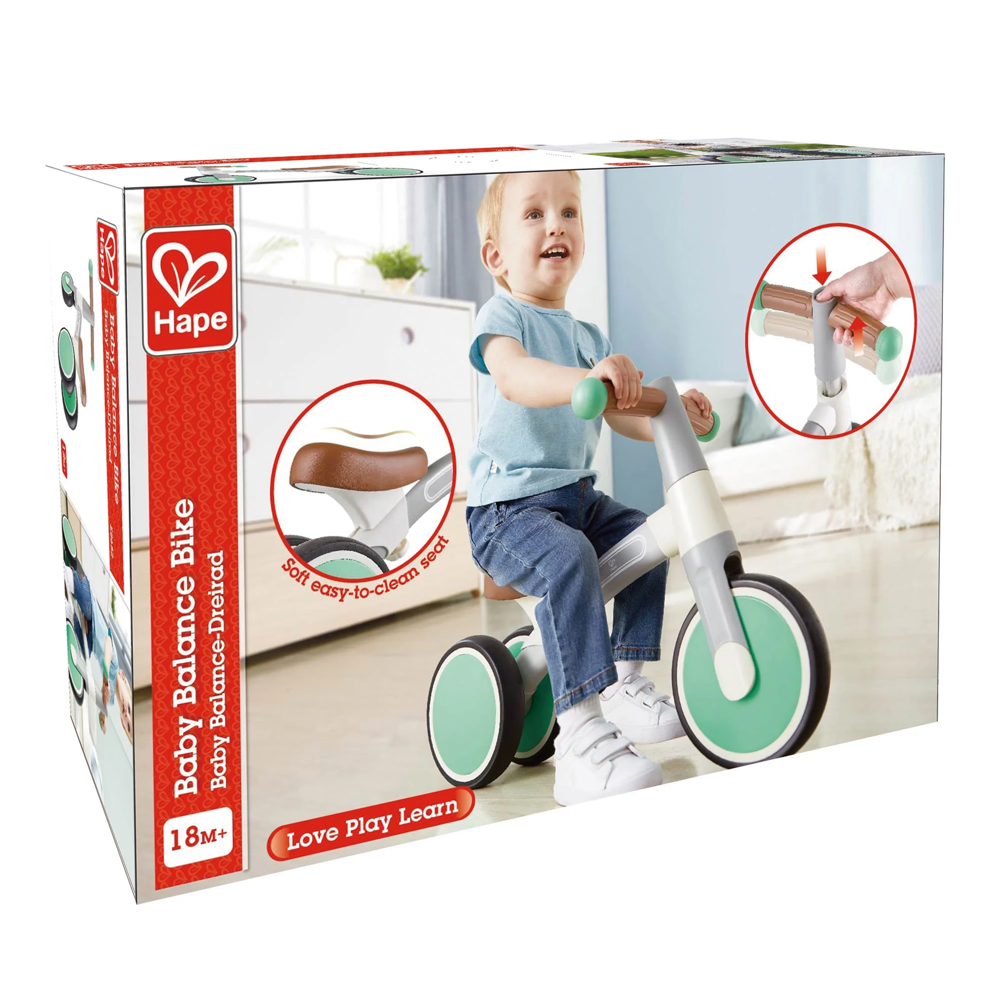 Hape: First Ride Balance Bike - Light Green - Lightweight 3 Wheeled Tricycle, Adjustable Position, Foam Wheels, Learn To Ride, Kids & Toddlers 18mo+ - Image 10