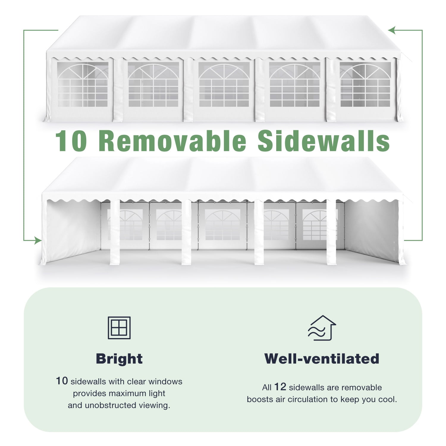 Summit Living 16’ x 32’ Party Tent with 10 Removable Sidewalls Outdoor Event Canopy Tents for Outside - White - Image 4