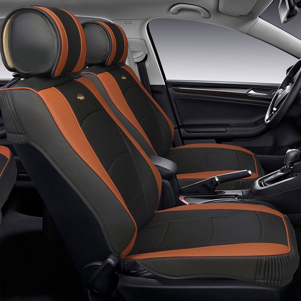 FH Group Leatherette Car Seat Covers, Universal Fit Front Set Brown with Air Freshener - Image 3