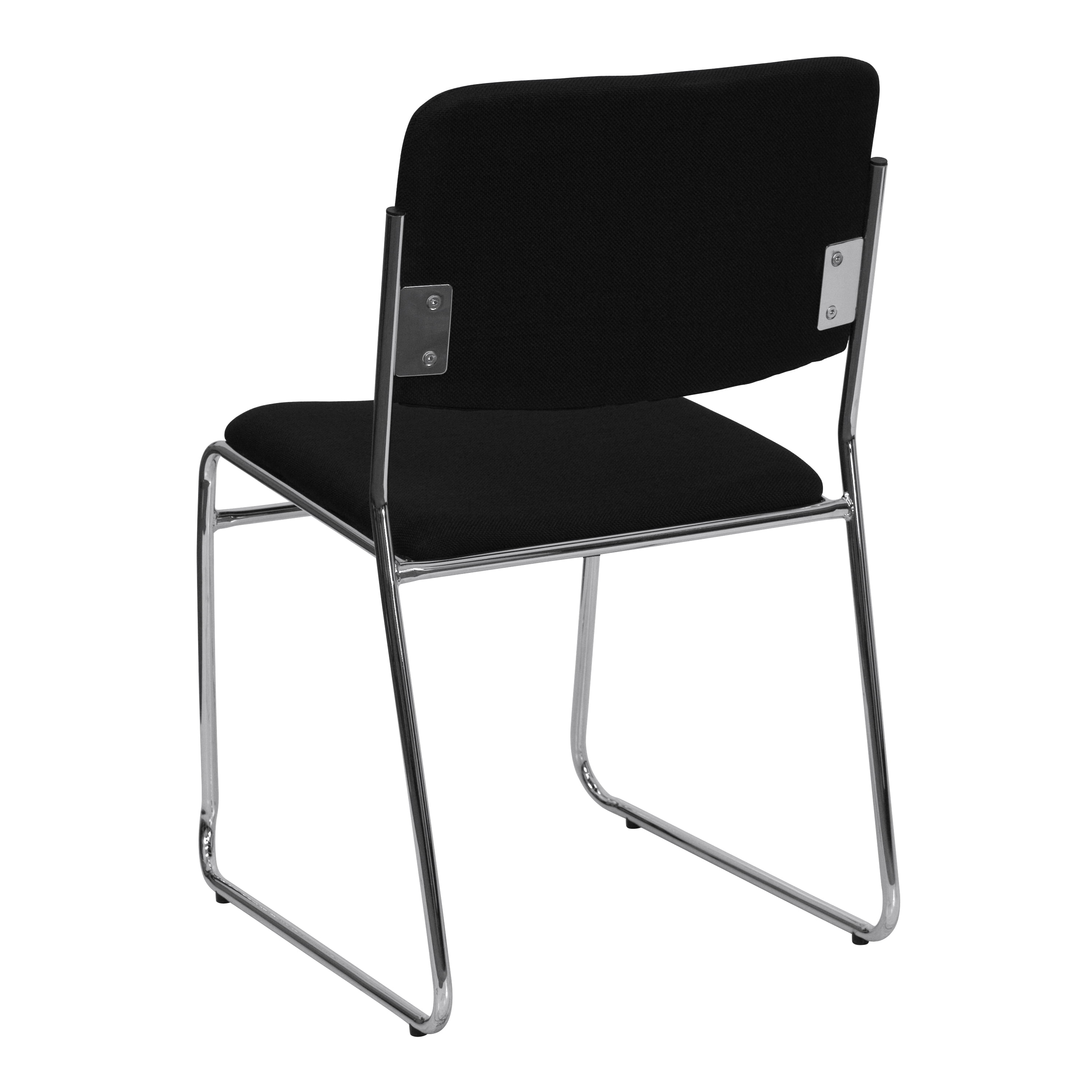 Flash Furniture 500 lb. Capacity Black Fabric High Density Stacking Chair with Chrome Sled Base - Image 10