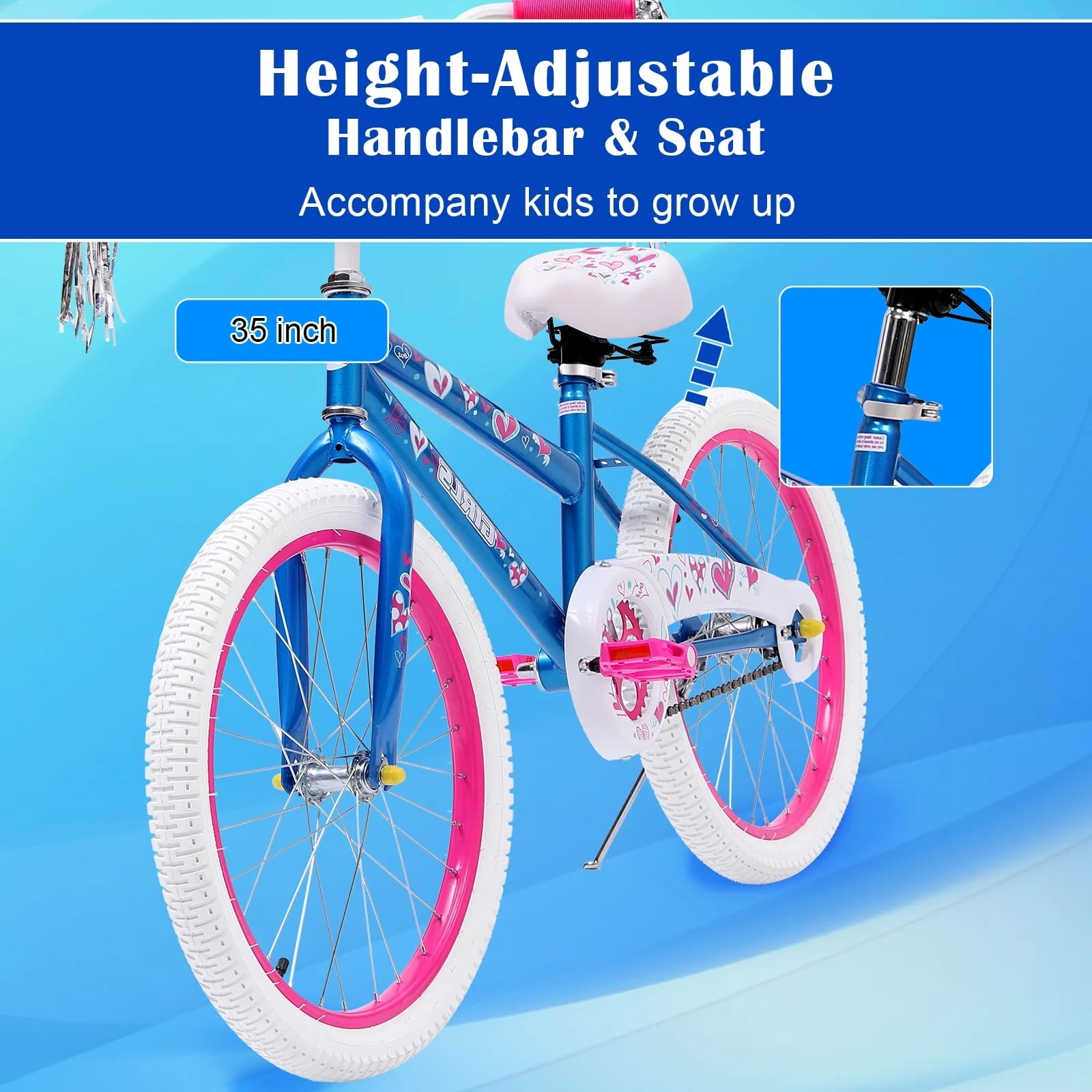 HONGGE 20 in. Girl Kids Bike for Girls Ages 5-12 Years, Blue - Image 7
