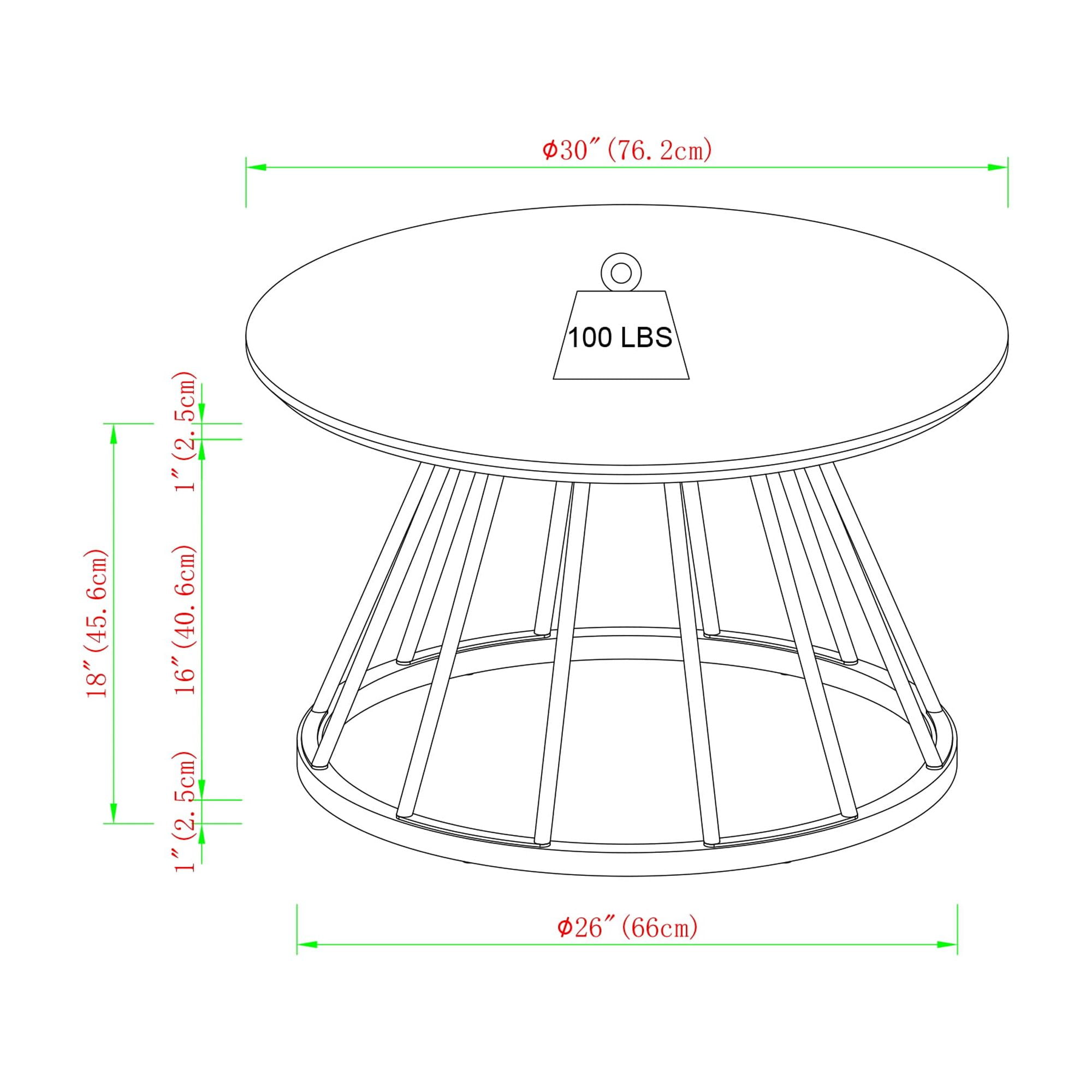 Walker Edison Modern 30" Coffee Table with Metal Cage Base, Dark Walnut - Image 4