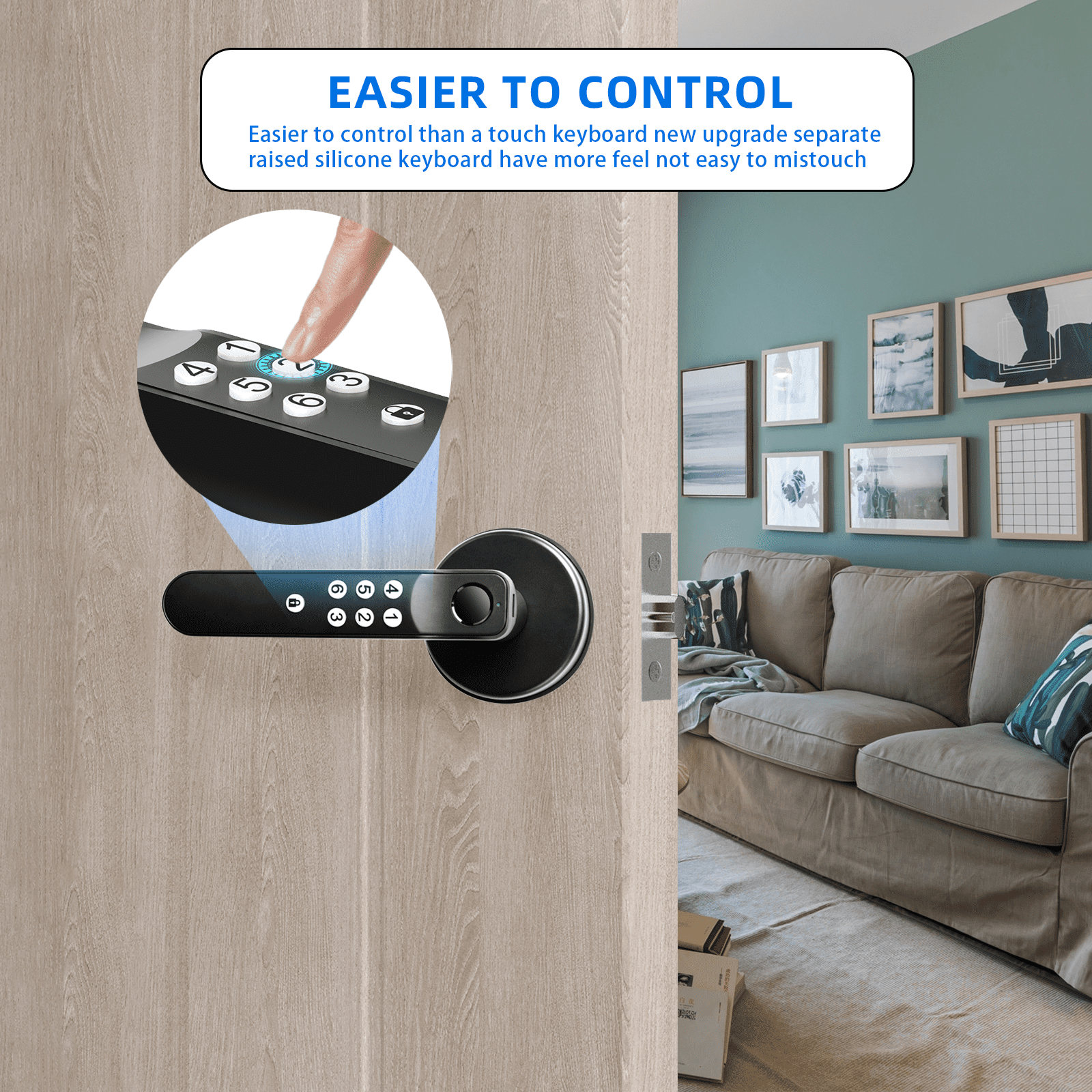 Gavdhe Smart Lock, Fingerprint Door Lock, Biometric Keyless Entry Door Knobs with Keypads 1 Set - Image 4