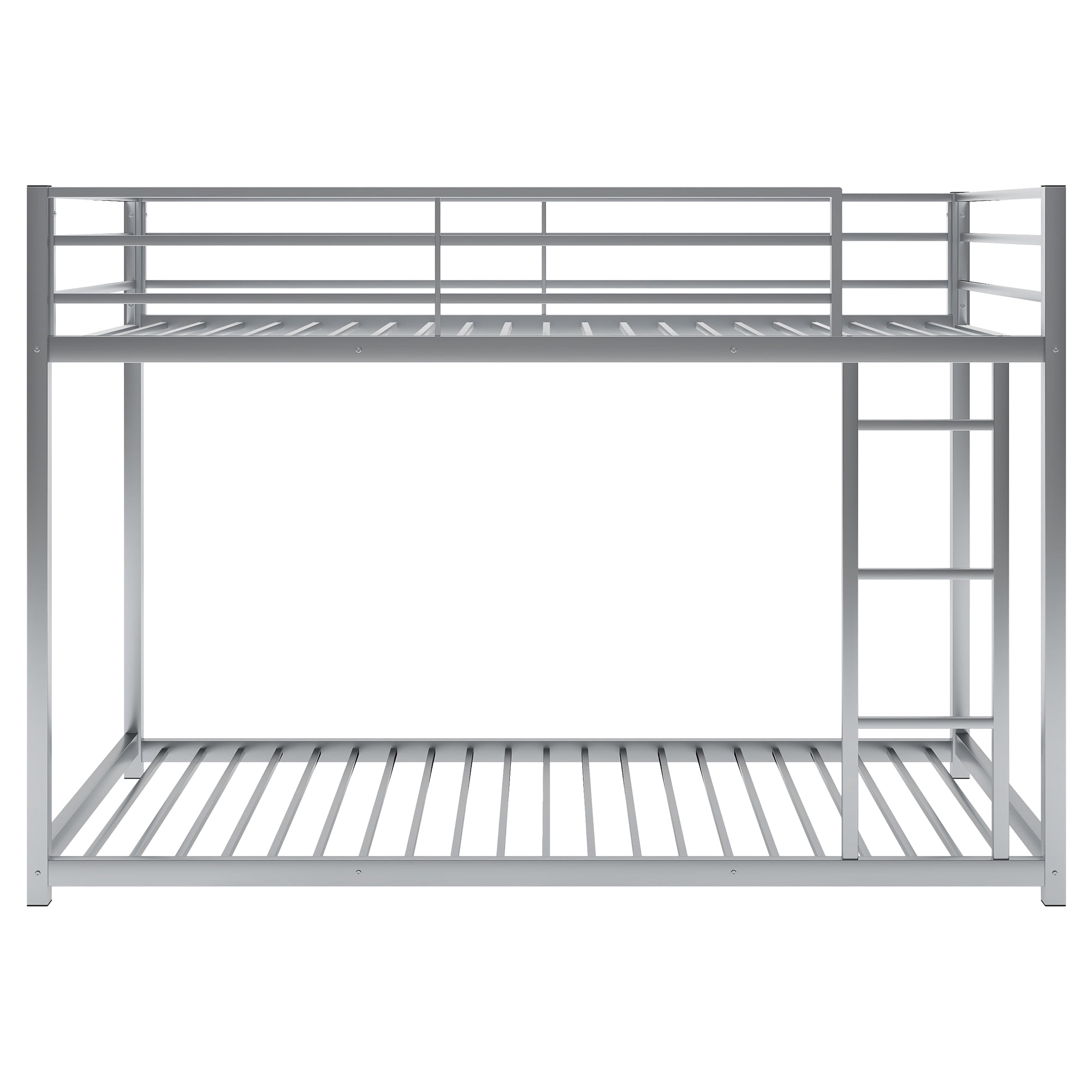 EUROCO Metal Twin over Twin Bunk Bed, Low Profile Bunk with Ladder and Full Length Safety Guardrails for Kids Teens Adults, 350lb Capacity Heavy Duty Space-Saving Bed Frame, Silver - Image 8