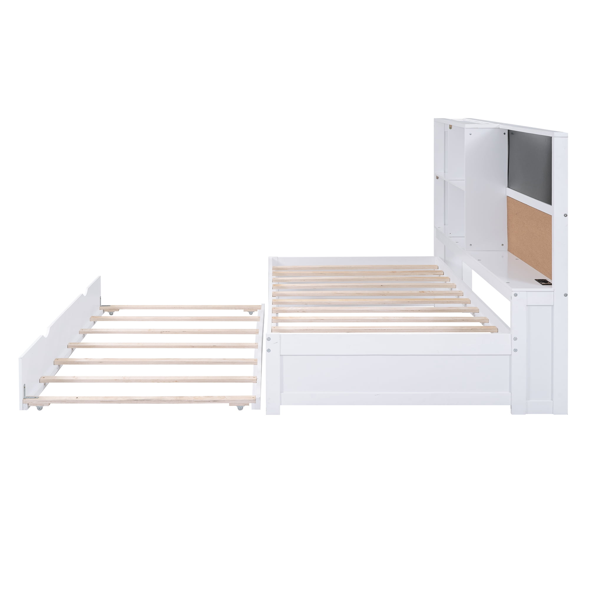Euroco Wood Twin Size Daybed,Captain Bed with Blackboard,Cork Board,USB Charging - Image 18