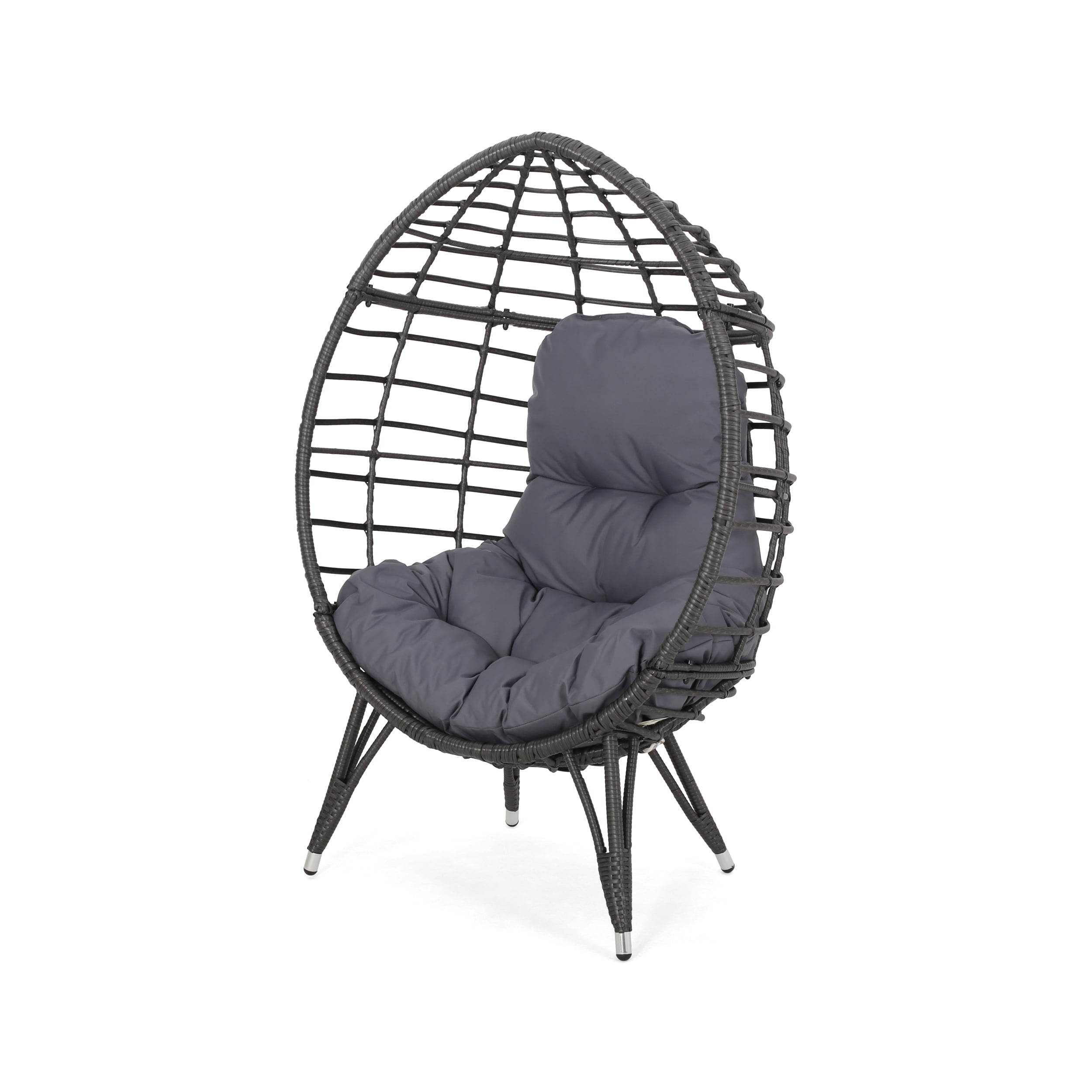 Noble House Savin Wicker Teardrop Chair in Gray and Dark Gray - Image 7