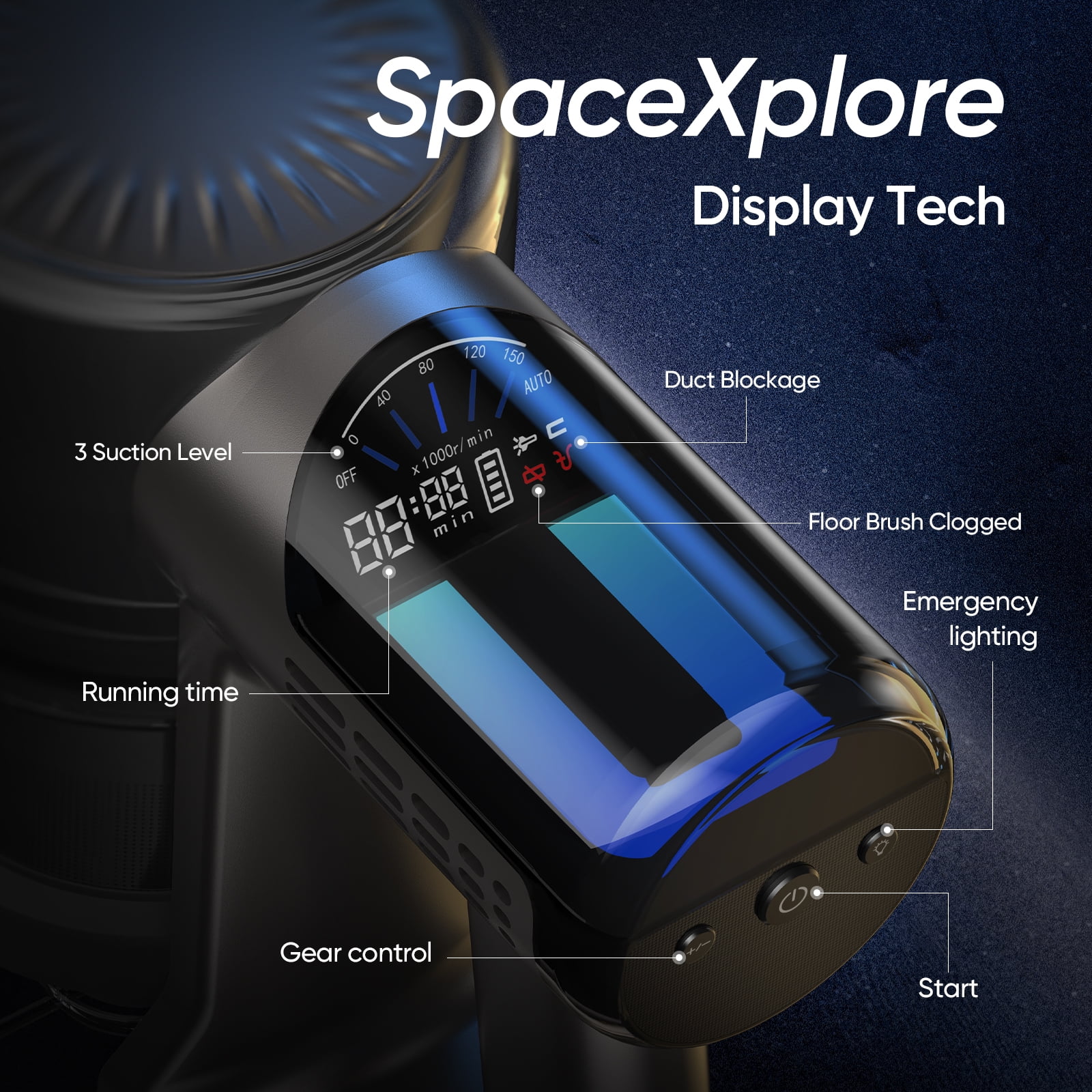 MOOSOO 30kPA Cordless Stick Vacuum Cleaner, Up to 55mins, Anti-Clogging Mode, LED Display - Image 8