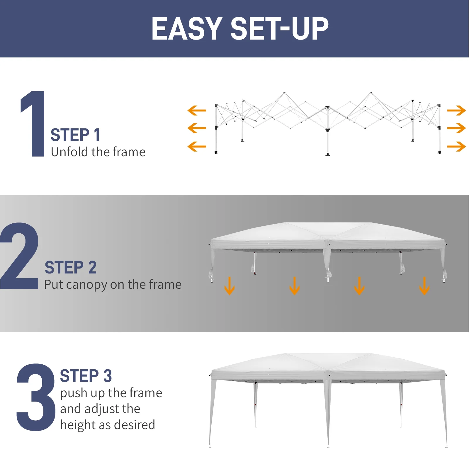 UBesGoo Easy Pop Up Canopy Party Tent, 10 x 20-Feet, White - Image 8