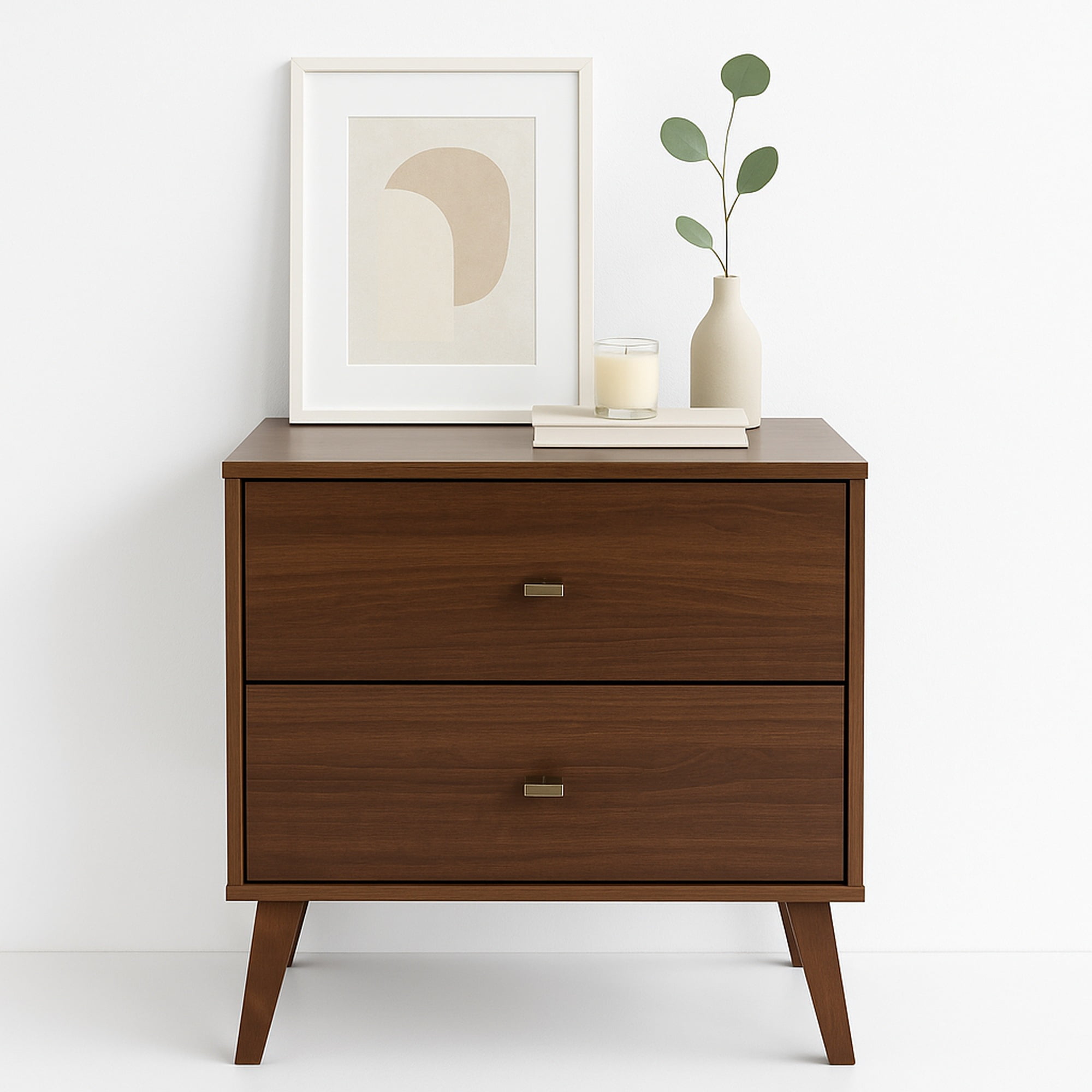 Prepac Milo Mid-Century Modern 2-Drawer Nightstand, 16"D x 25"W x 25"H, Cherry - Image 6