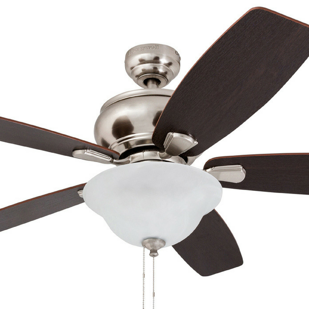 Honeywell Elston 52” Satin Nickel Ceiling Fan with Bowl Light and Remote Control - Image 2