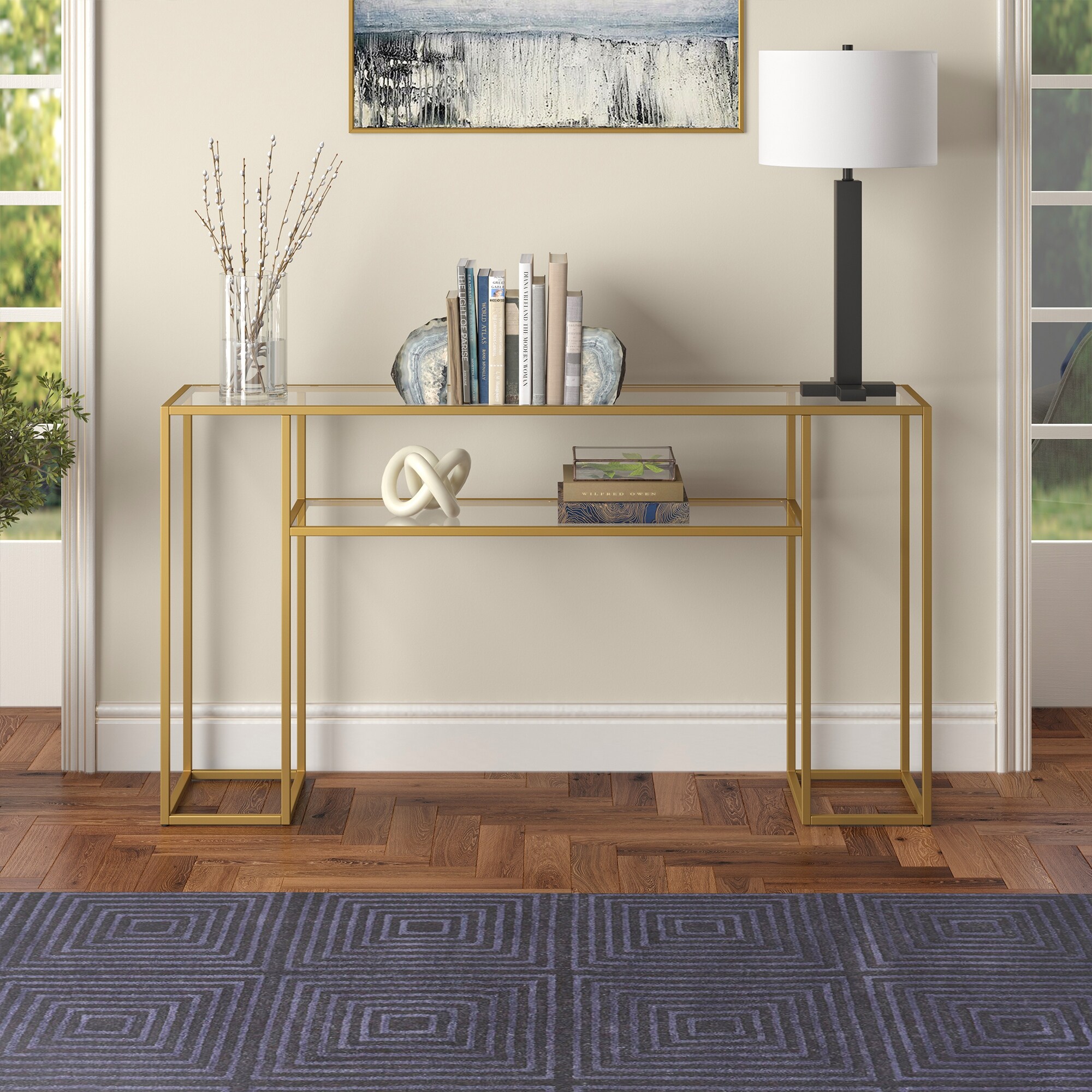 Evelyn&Zoe Marilyn 55" Wide Rectangular Console Table, Blackened Bronze - Image 4