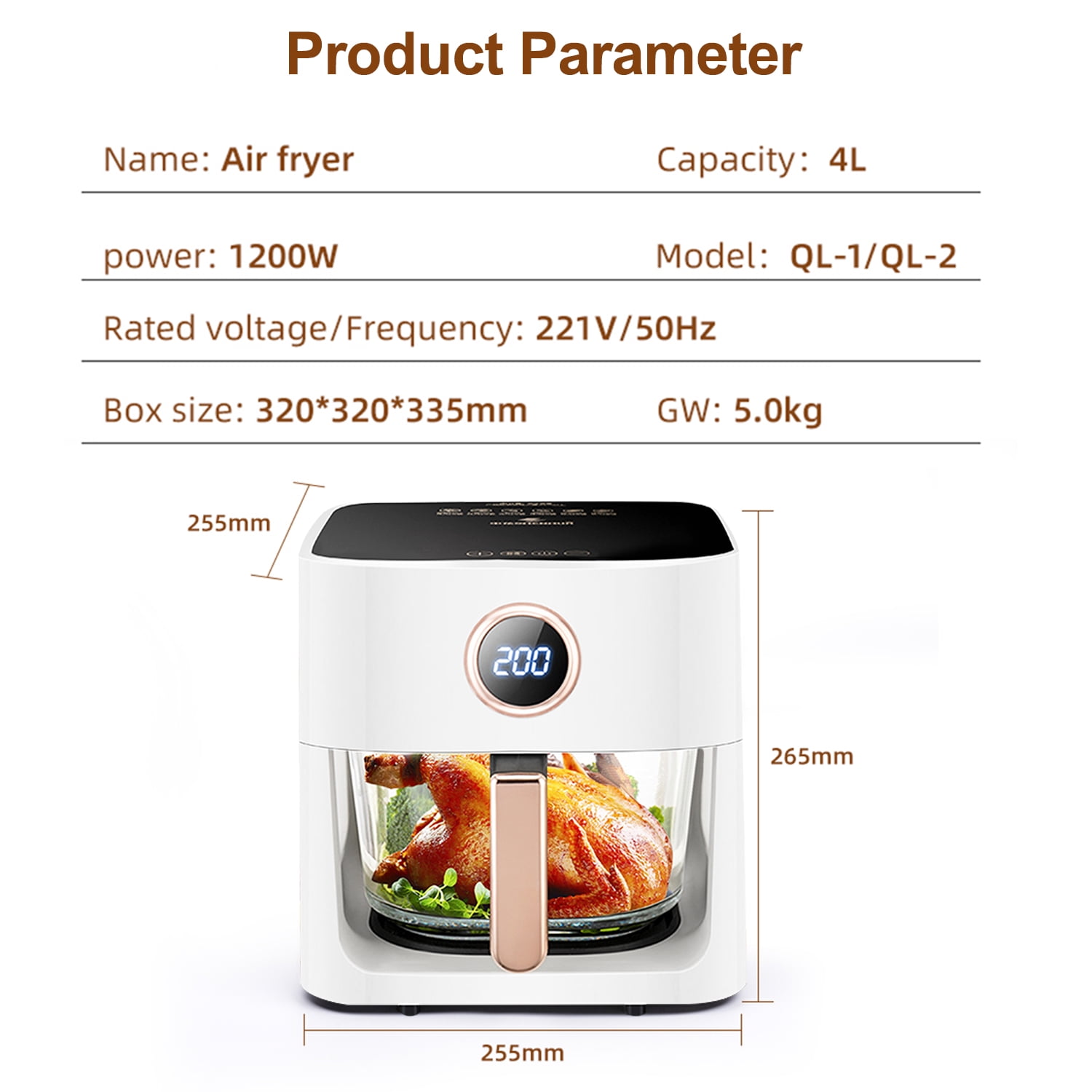 Wobythan Air Fryer 4.2 Quart White Deep Air Fryer With Voice Control, Oil-free Oven For French Fries - Image 12