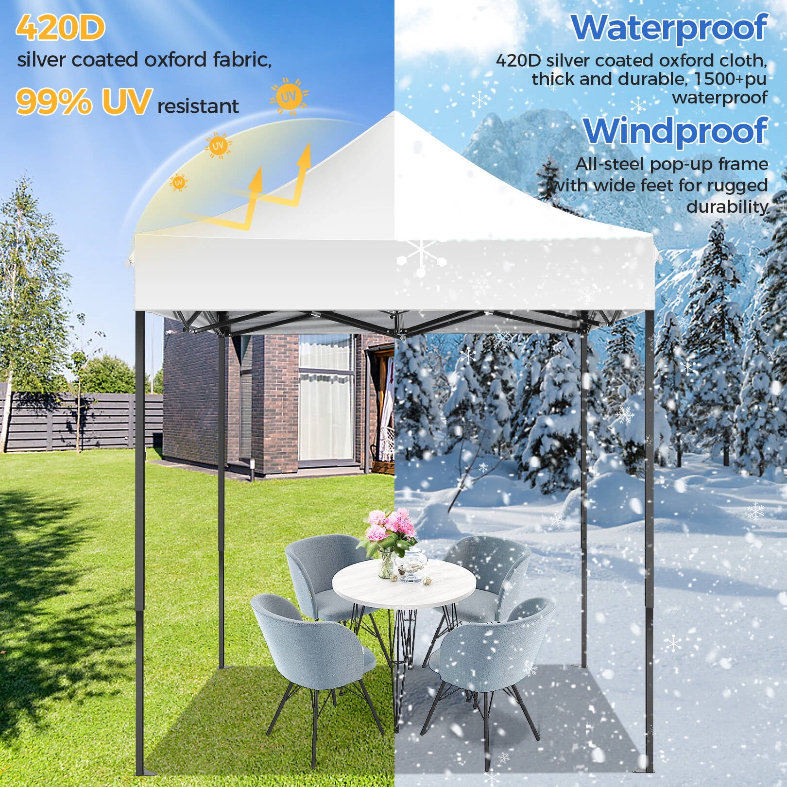 SANOPY 6.6 x 6.6 FT Pop Up Canopy Tent, Heavy Duty Canopy Easy Set up All Weather Waterproof Outdoor Canopy Tent for Parties, Beach, Garden, Camping with 1 Handbag, 3 Adjustable Heights, UPF50+ - Image 2