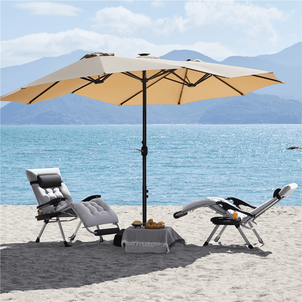 Alden Design 2pcs 29in Foldable Zero Gravity Recliner with Padded Cushion for Garden, Gray - Image 7