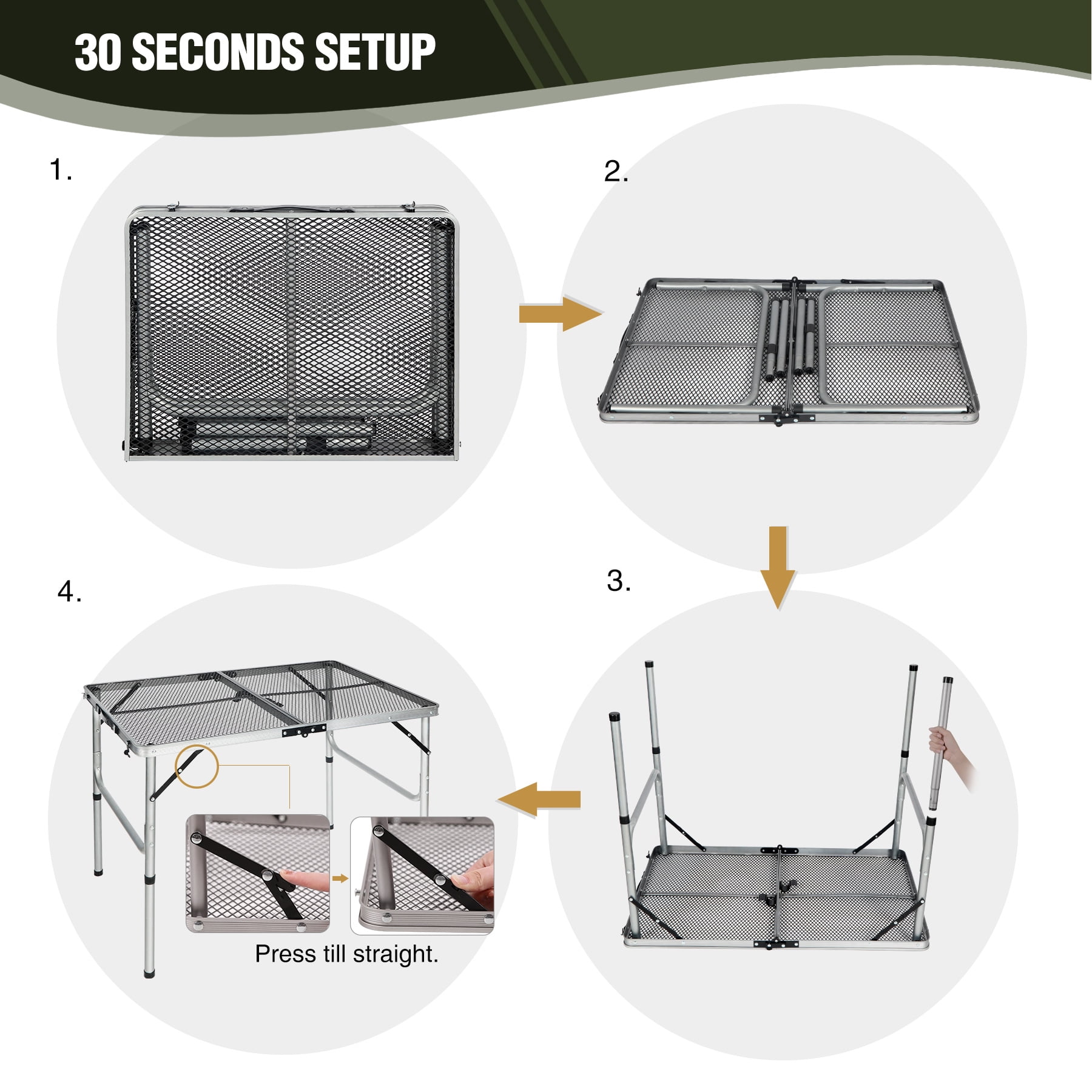 REDCAMP Folding Portable Grill Table, Lightweight Metal Grill Stand Aluminum Camping Table w/ Adjustable Height Legs for Outdoor Cooking BBQ RV Picnic - Image 7