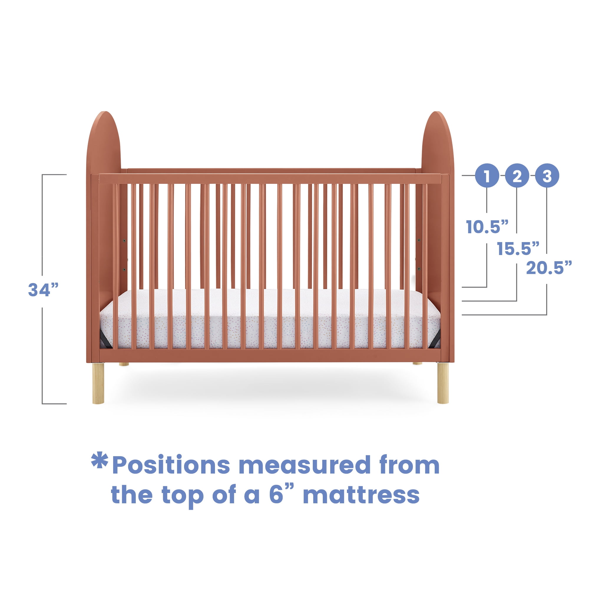 Delta Children Reese 4-in-1 Convertible Crib - Greenguard Gold Certified, Sedona/Natural - Image 8