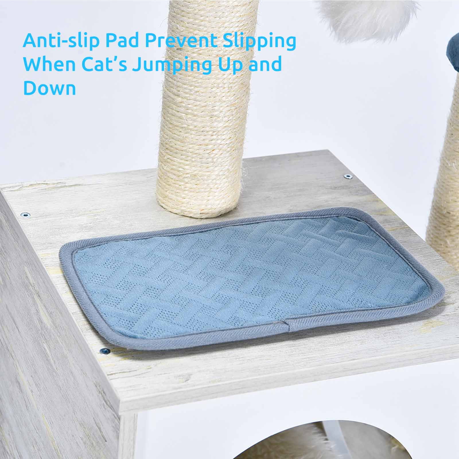 Petfamily 45 in Cat Tree Cat Tower with Perch, Hammock, Scratching Post, Stone Blue, 18.9x15.75x45" - Image 4