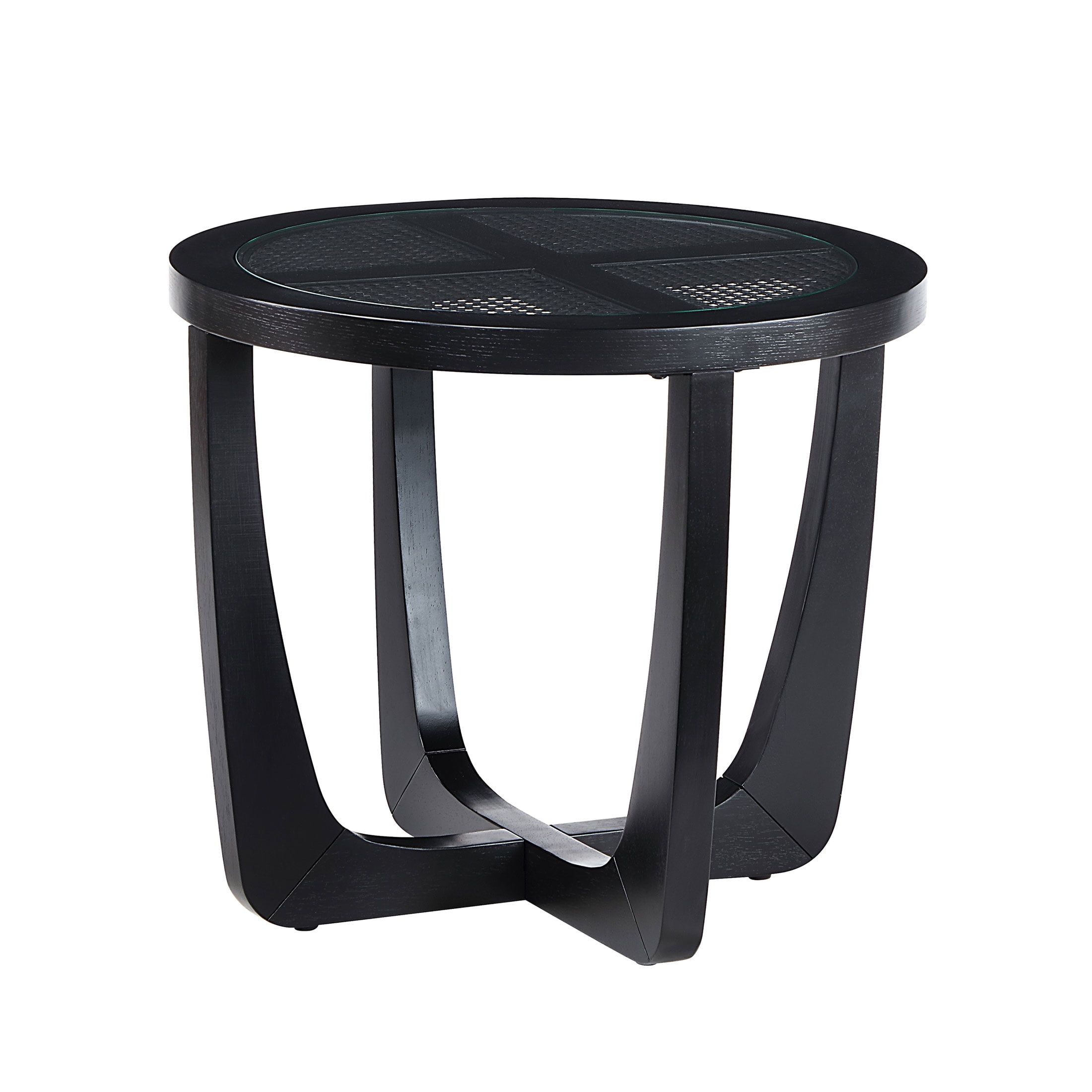 Beautiful Glass Rattan End Table, Black - Image 8