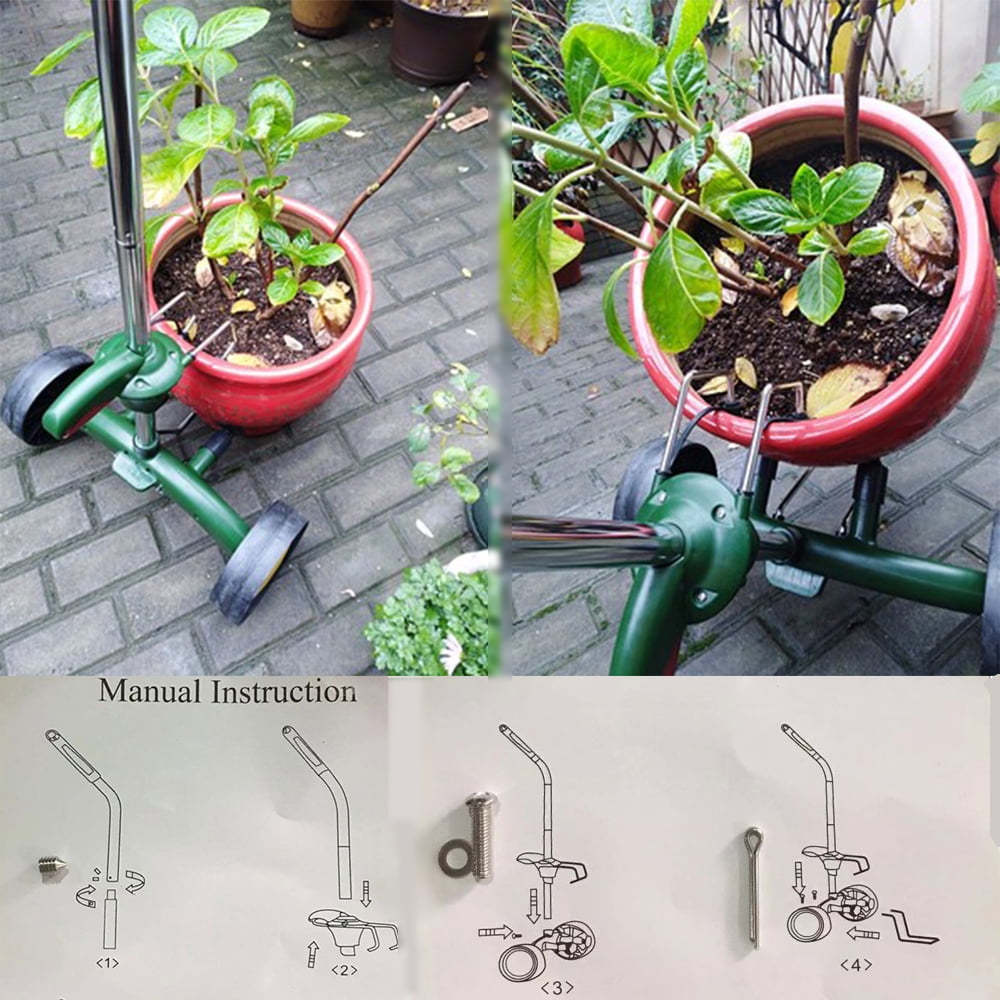 VIMOA Potted Plant Mover Dolly Green with Rubber Flat Free Round Wheels Stainless Steel Garden Pot Mover for Flower Trees - Image 8