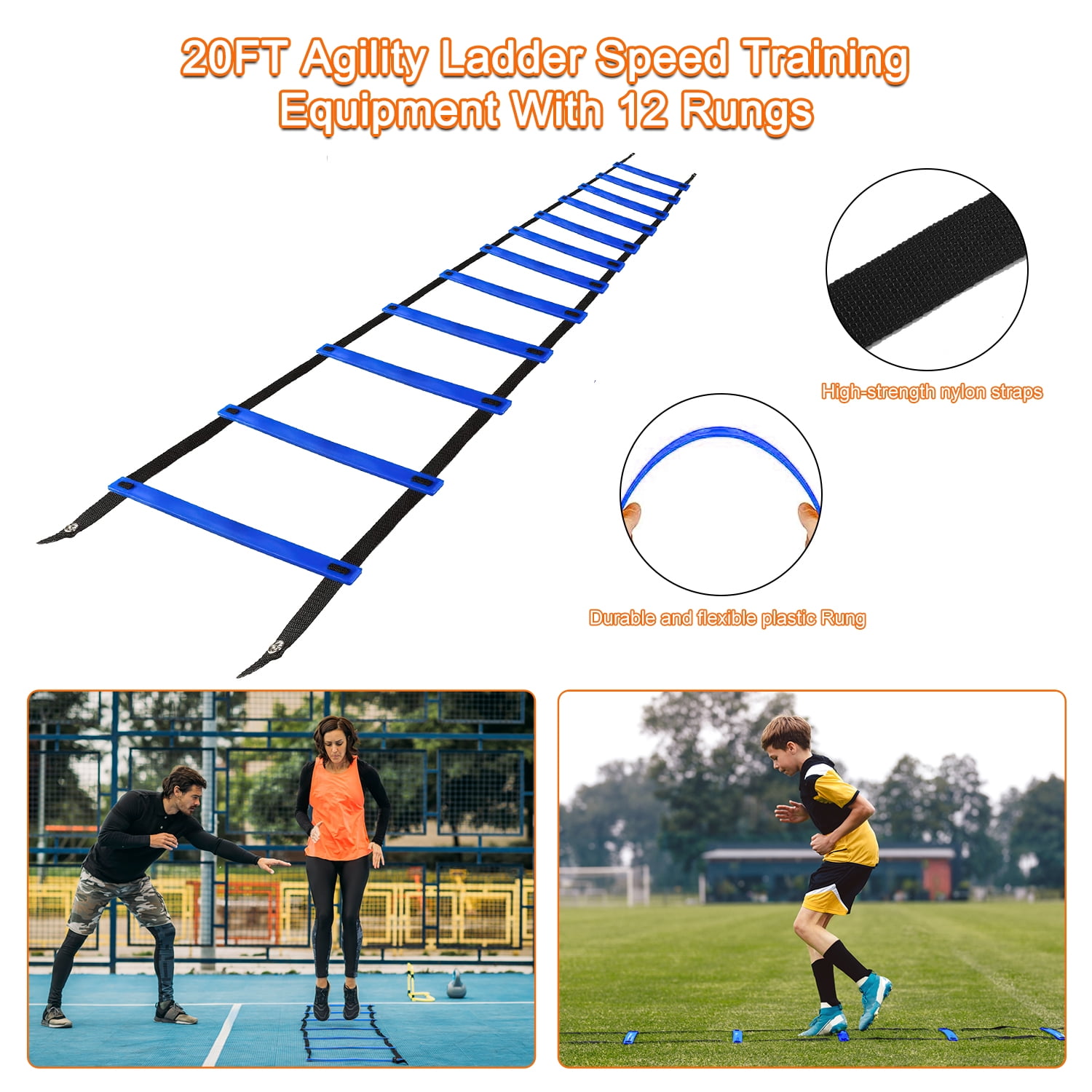Fisca Kids Soccer Goals, 4'x3' Pop-up Soccer Practice Equipment with Ball, Agility Ladder and Cones, Kids Football Goal for Backyard Practice & Training, Outdoor Sports Games - Image 4