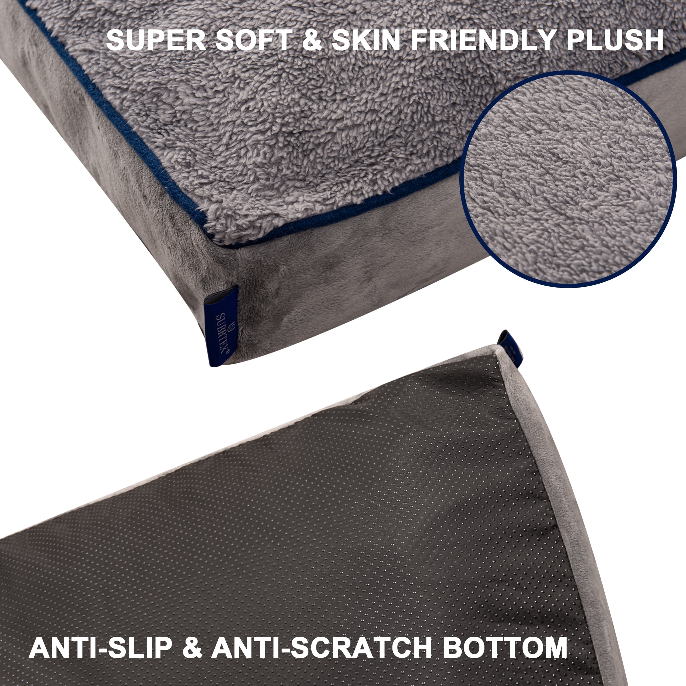Subrtex Shredded Foam Soft Dog Bed, with Removable Washable Cover Anti-Slip Bottom, 36 x 27 x 4 inch - Image 4