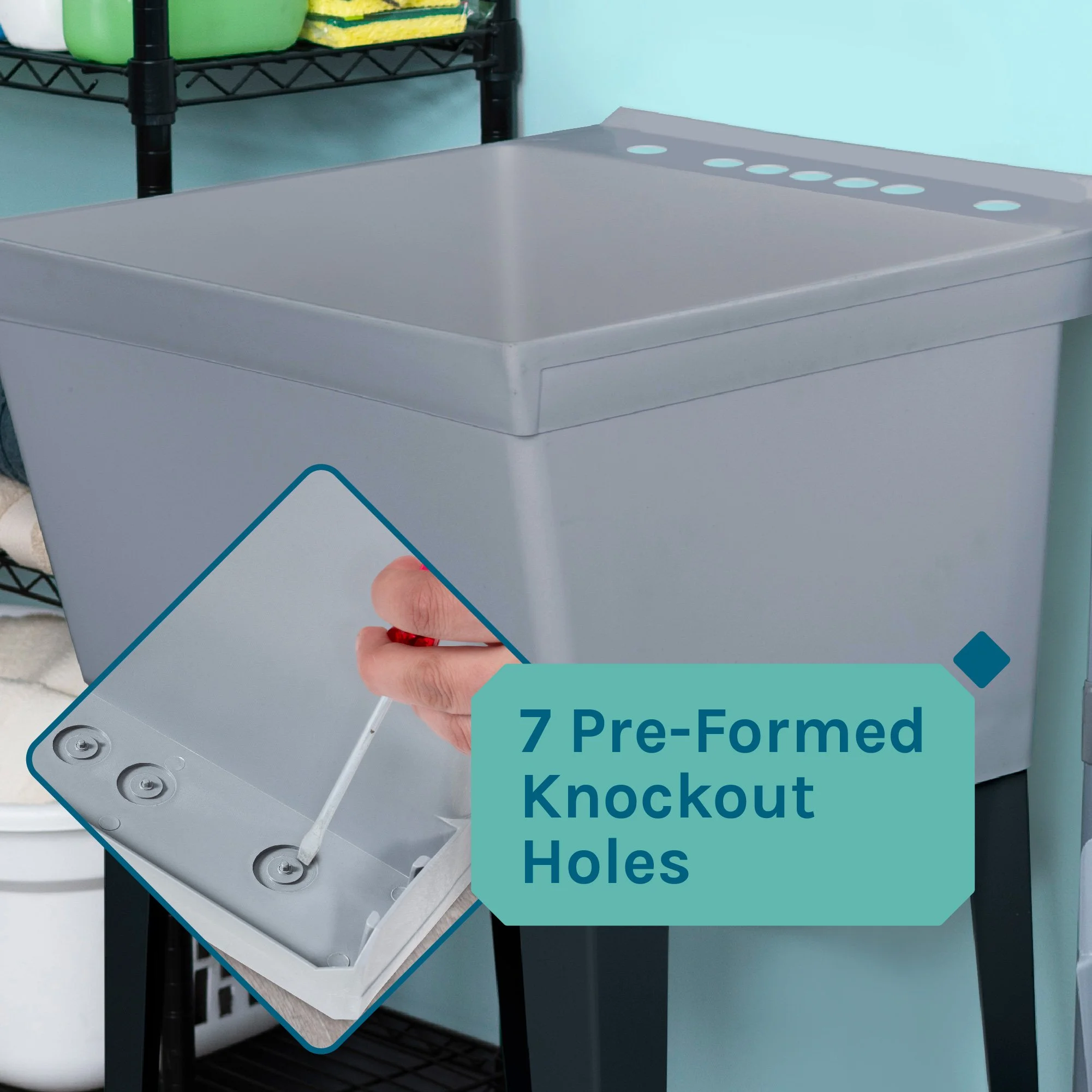 Tehila Grey 19 Gallon Utility Sink with Black High-Arc Faucet - Image 4