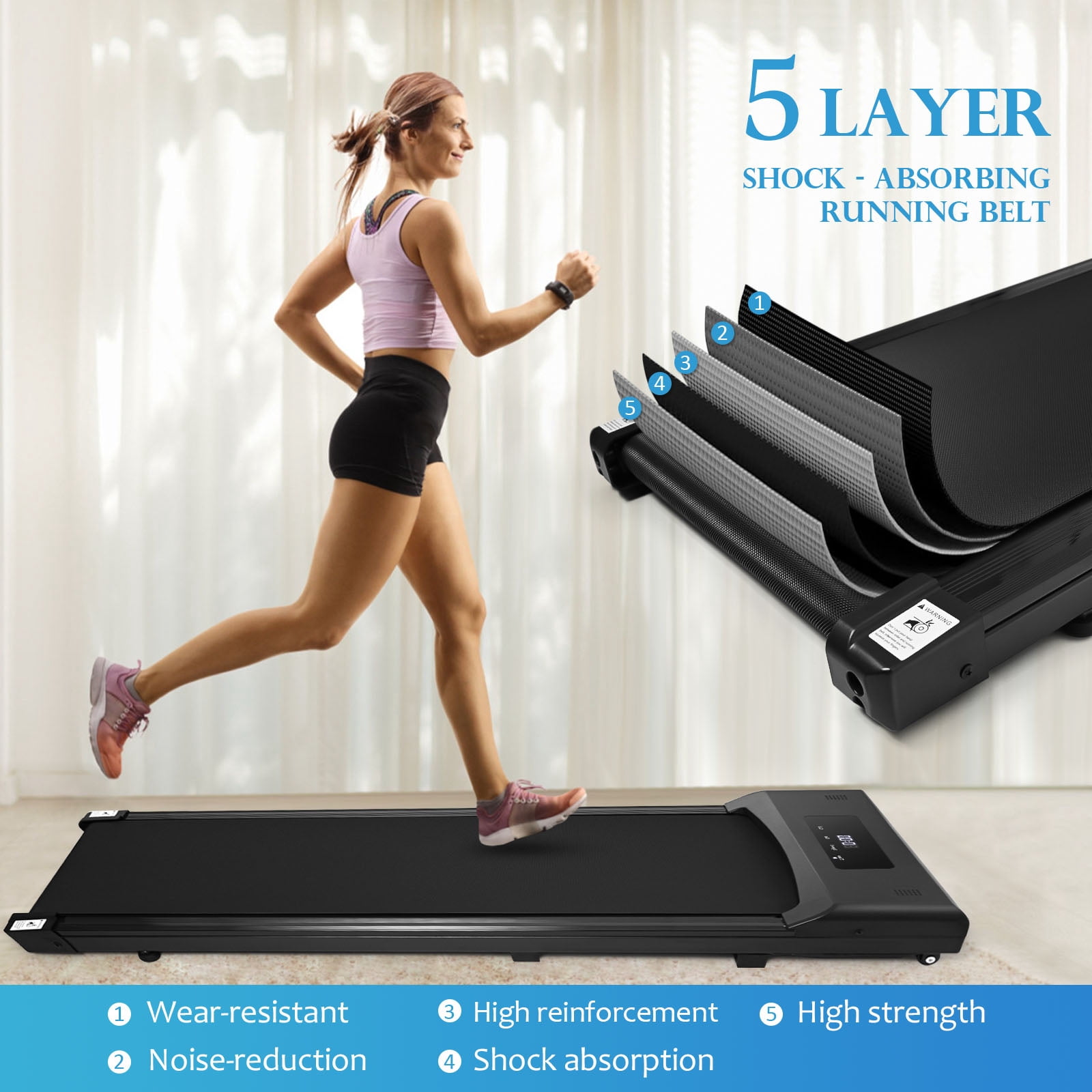 Walking pad Treadmill, 2 in 1 Portable Walking Treadmill, Under Desk Treadmill for Home Office Walking Treadmill with LED Display and Remote Control - Image 4