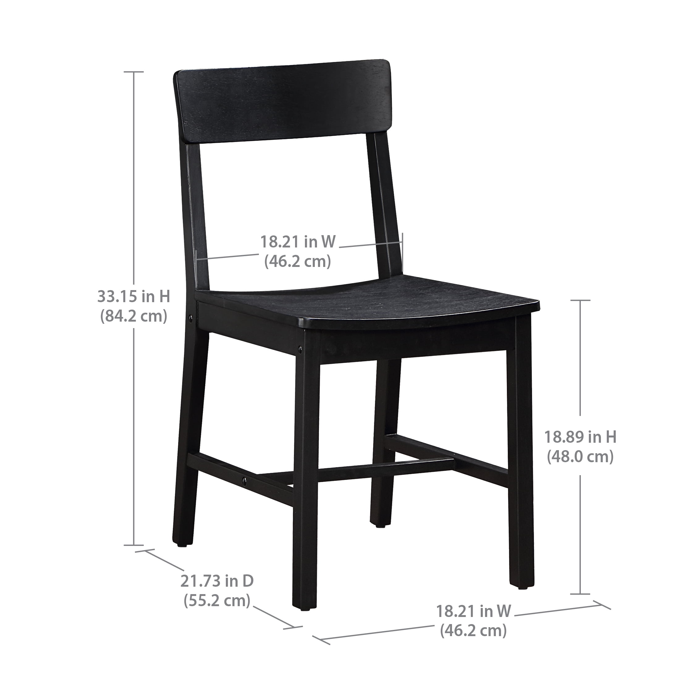Mainstays Wood Dining Chair 4 Pack, Black Color, Wood Seat Pad, Include 4 Chairs for Indoor - Image 3