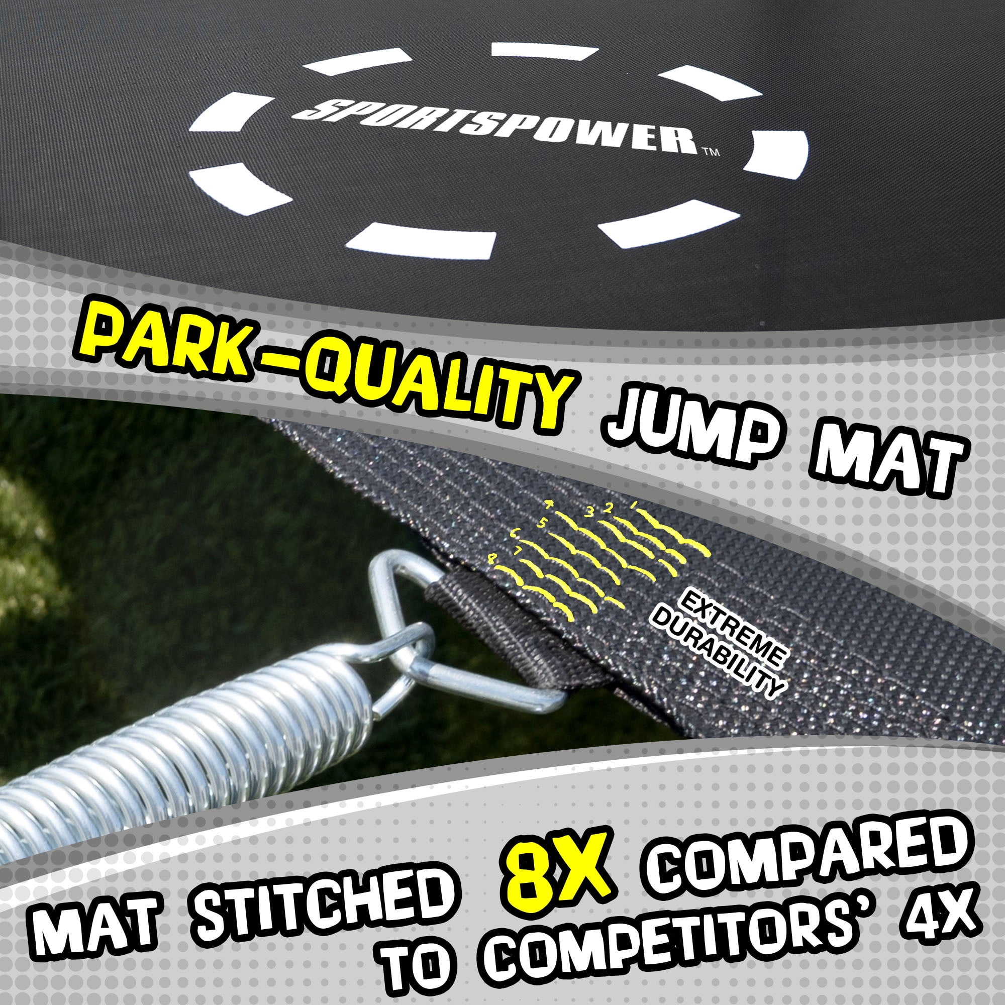 Sportspower TruJump PRO Trampoline 12FT with Curved Pole Enclosure & Jump Mat with Lifetime Warranty, AST - Image 8