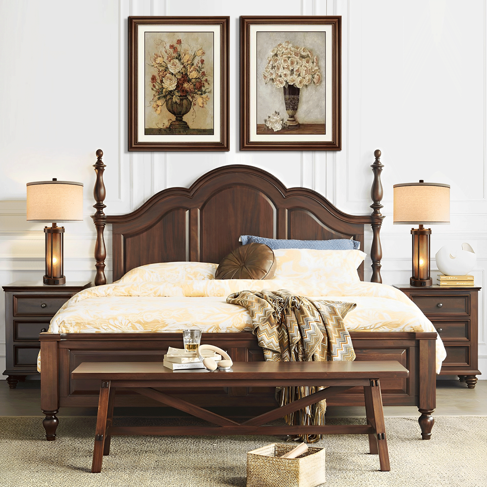 RORIA 24”Living Room Table Lamp Set of 2, Modern Farmhouse Style, Antique Bronze, Features Dual USB Charging Ports and Night Light, Suitable for Bedrooms and Bedside Tables - Image 2