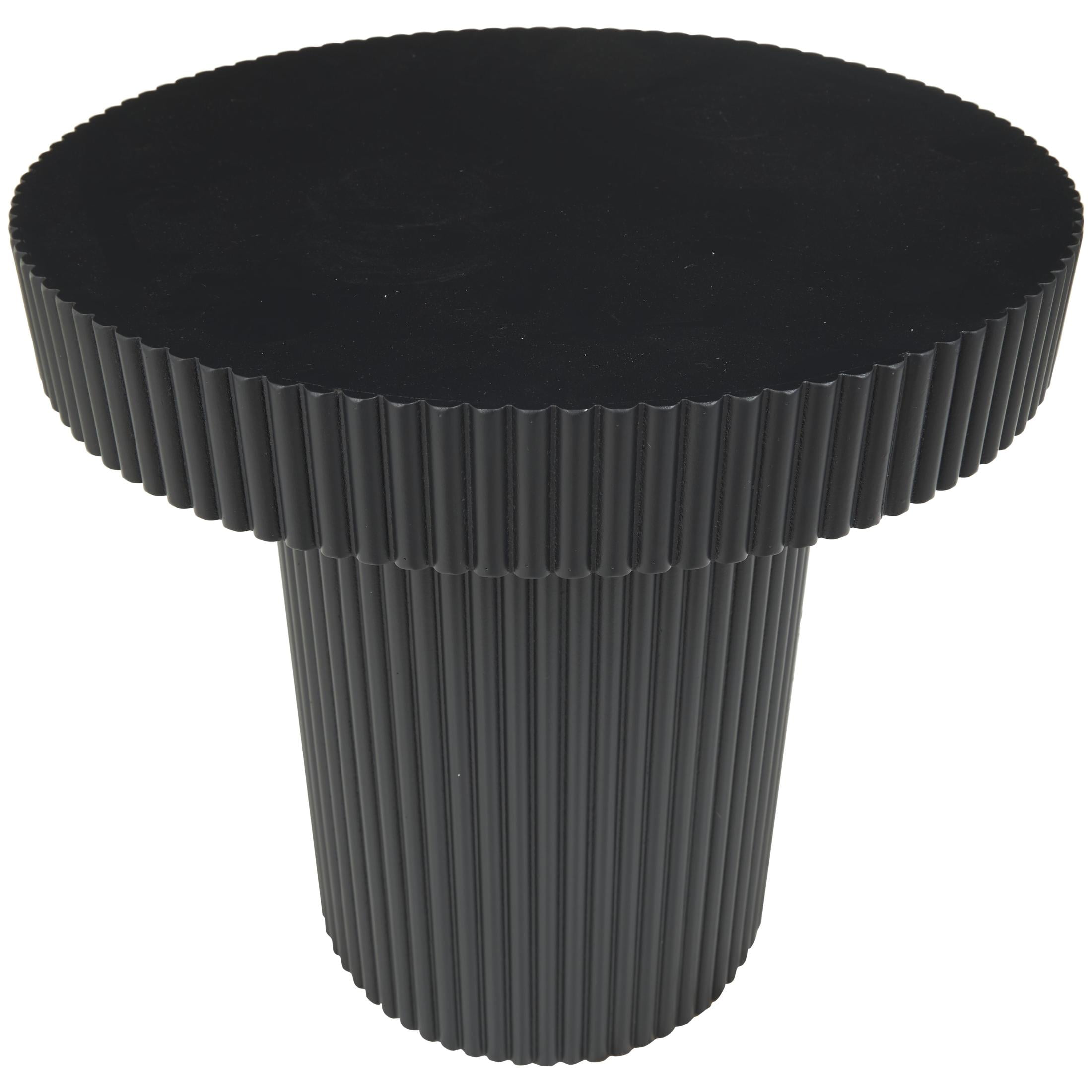 DecMode 20" x 20" Black Wooden Dimensional Ribbed Accent Table, 1-Piece - Image 12