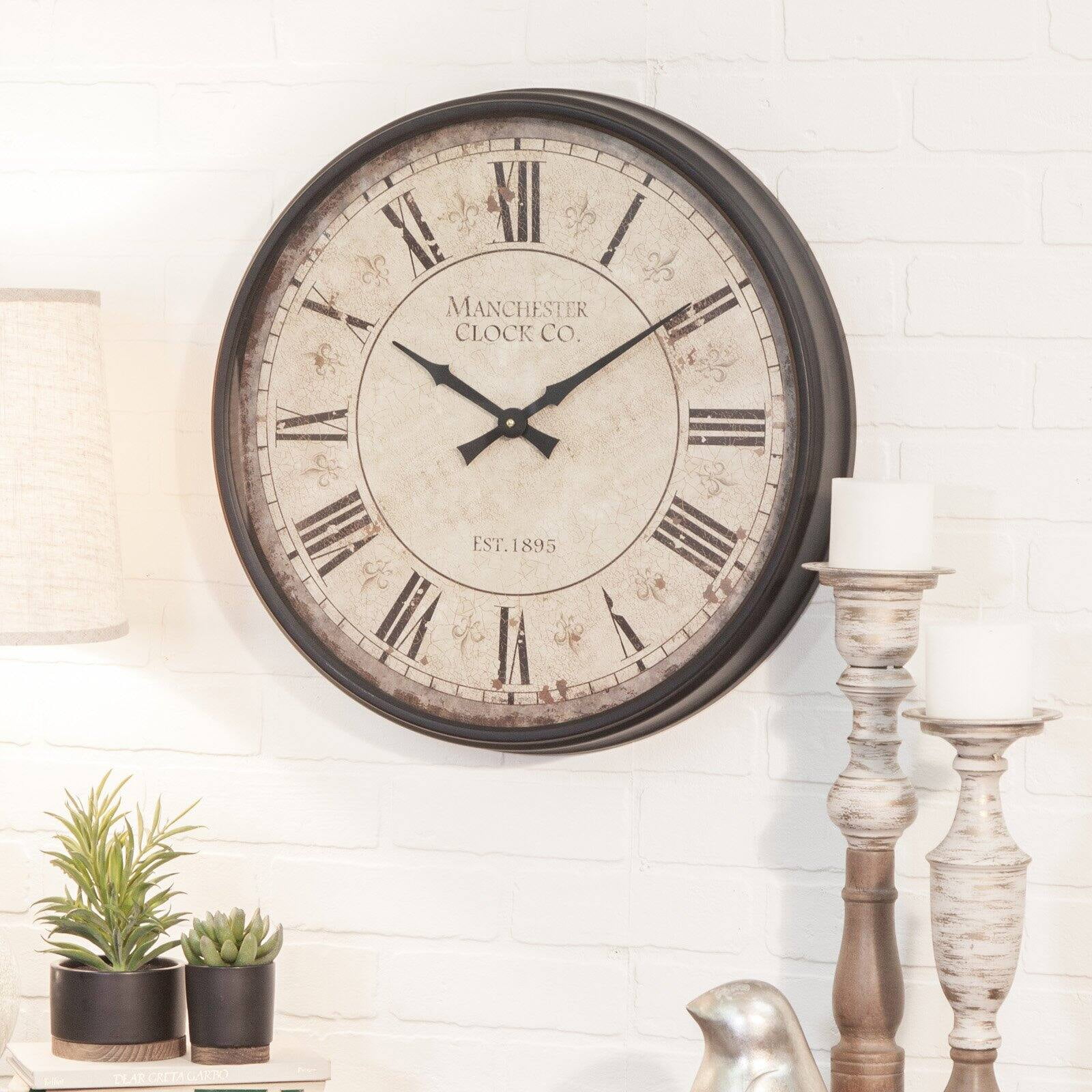 Aspire 12” Quartz Layla Decorative Round Wall Clock with Antique Roman Numerals - Image 4