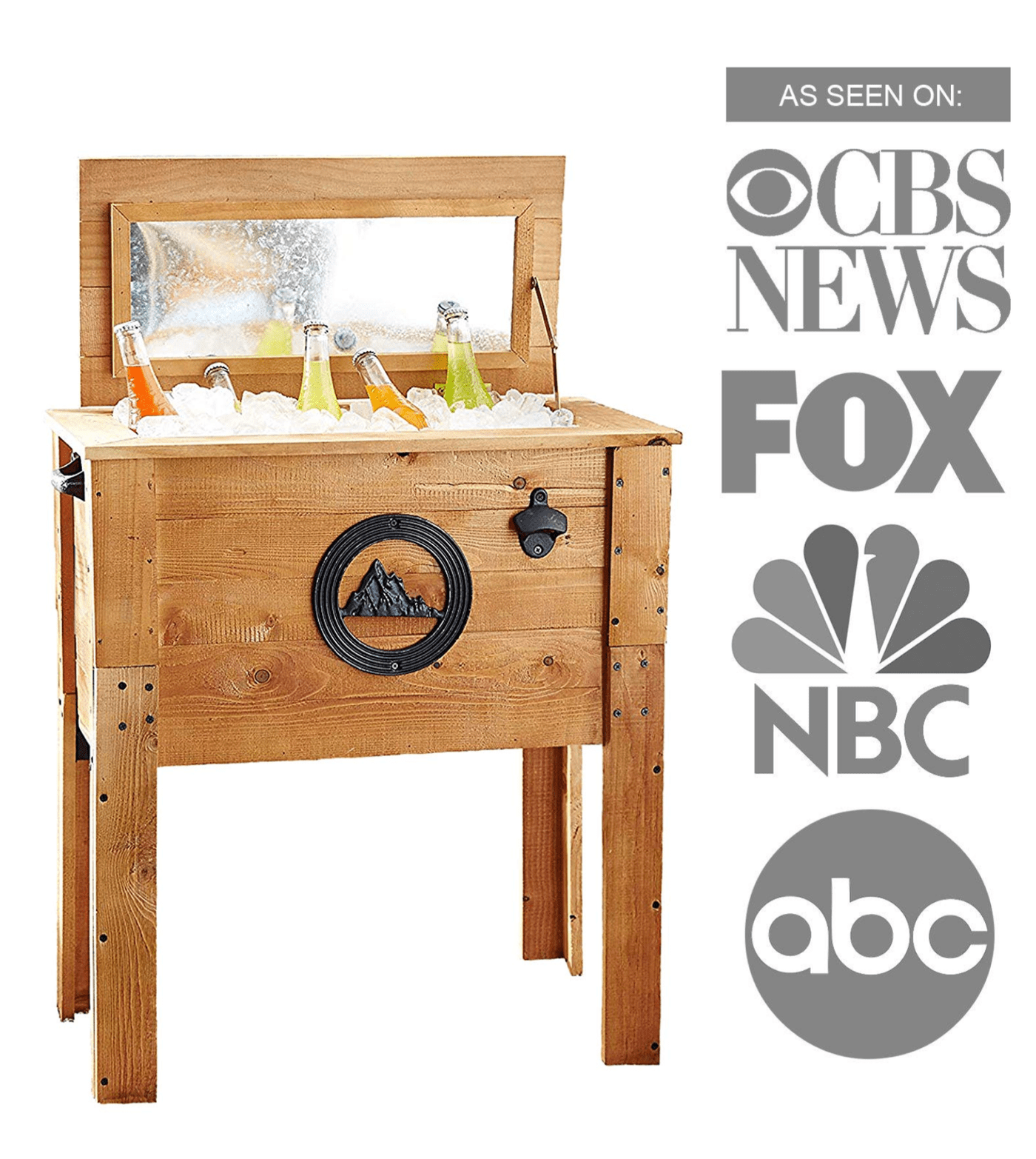 Backyard Expressions Outdoor Patio 45QT Ice Chest Cooler Beverage Cart, Rustic Brown - Image 4