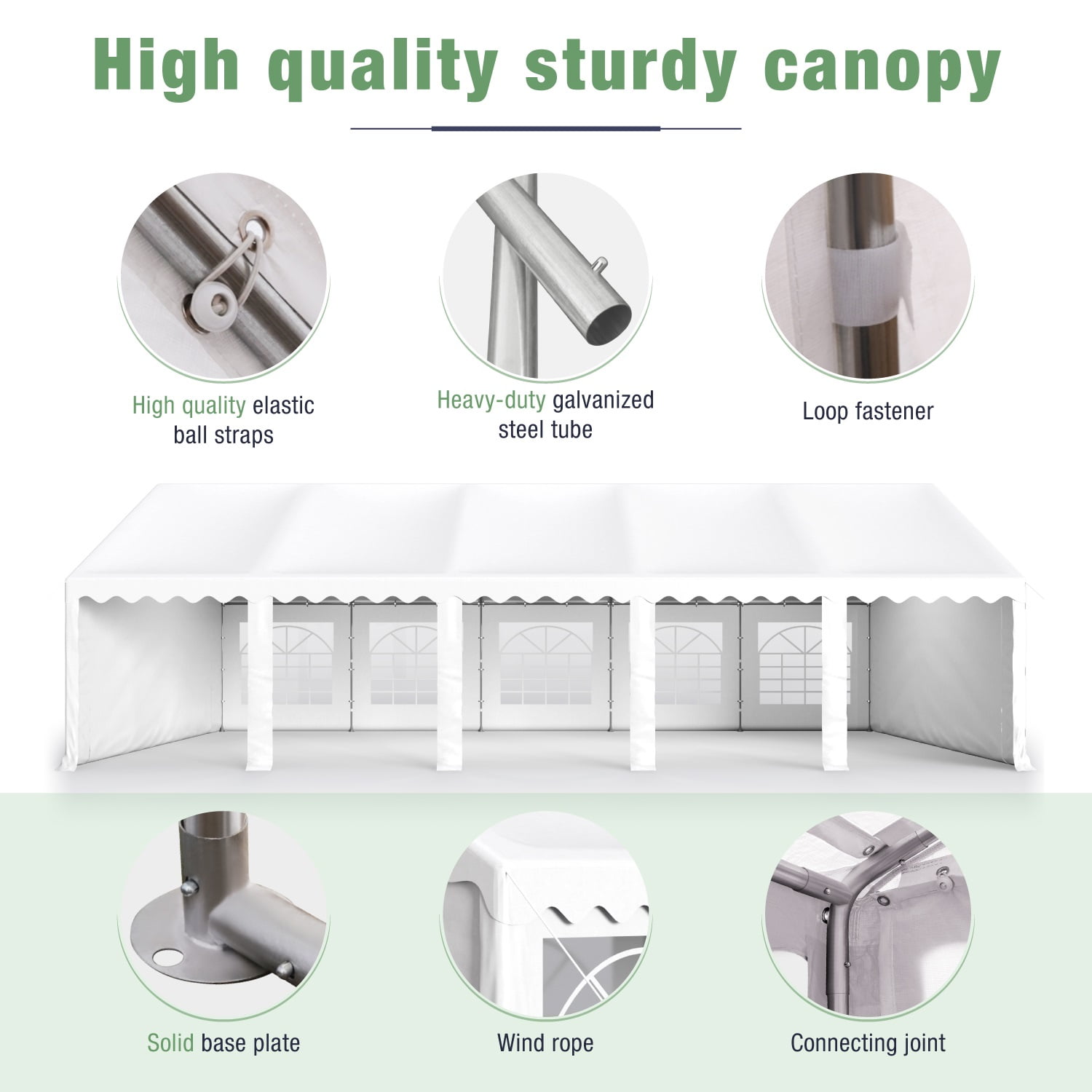 Summit Living 16’ x 32’ Party Tent with 10 Removable Sidewalls Outdoor Event Canopy Tents for Outside - White - Image 6