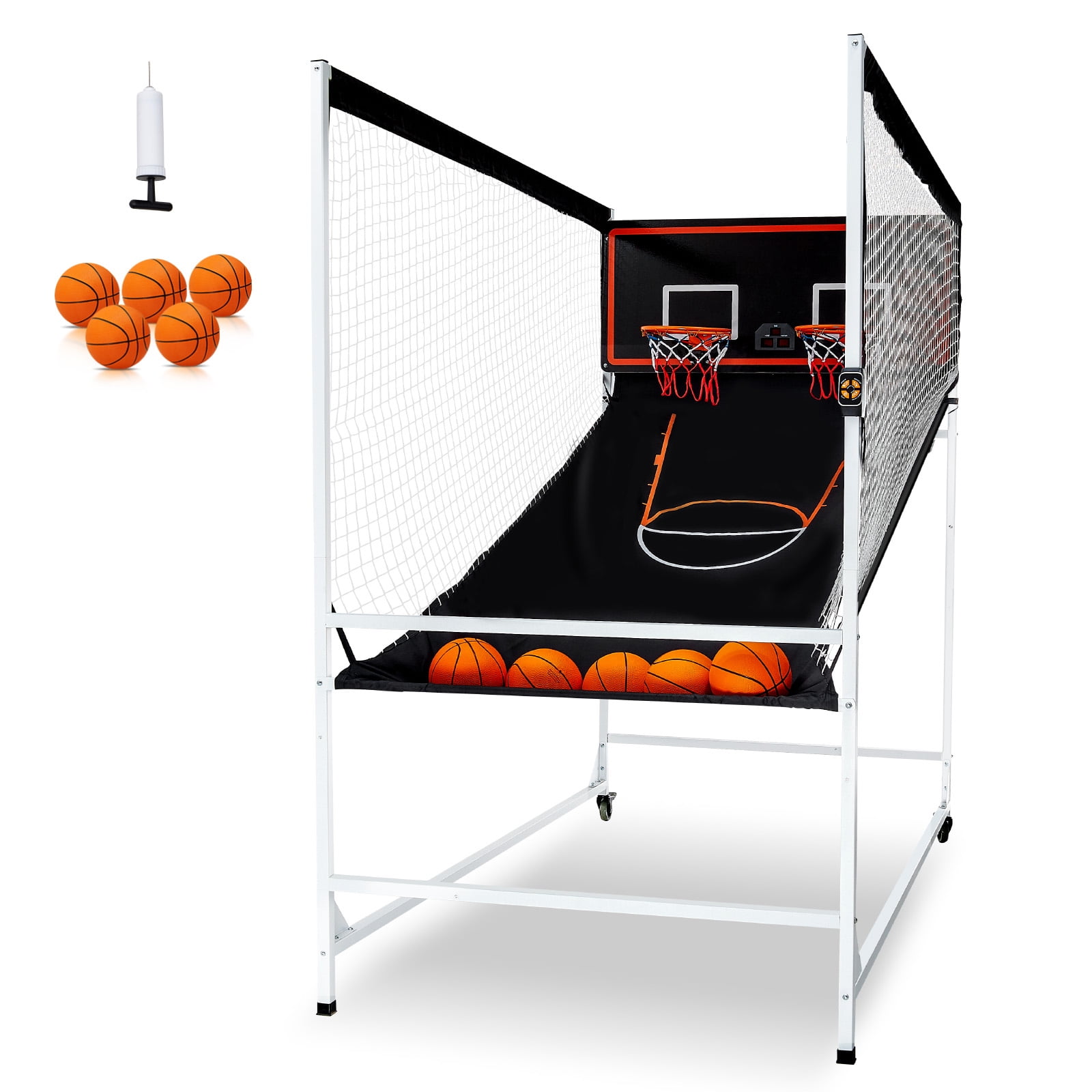 KFFKFF Foldable Basketball Arcade Game, Indoor 2-Player 5 Balls Double Shot Arcade Basketball Game with Electronic Scorer and 8 Game Modes Perfect Gift for Kids Adults - Image 2