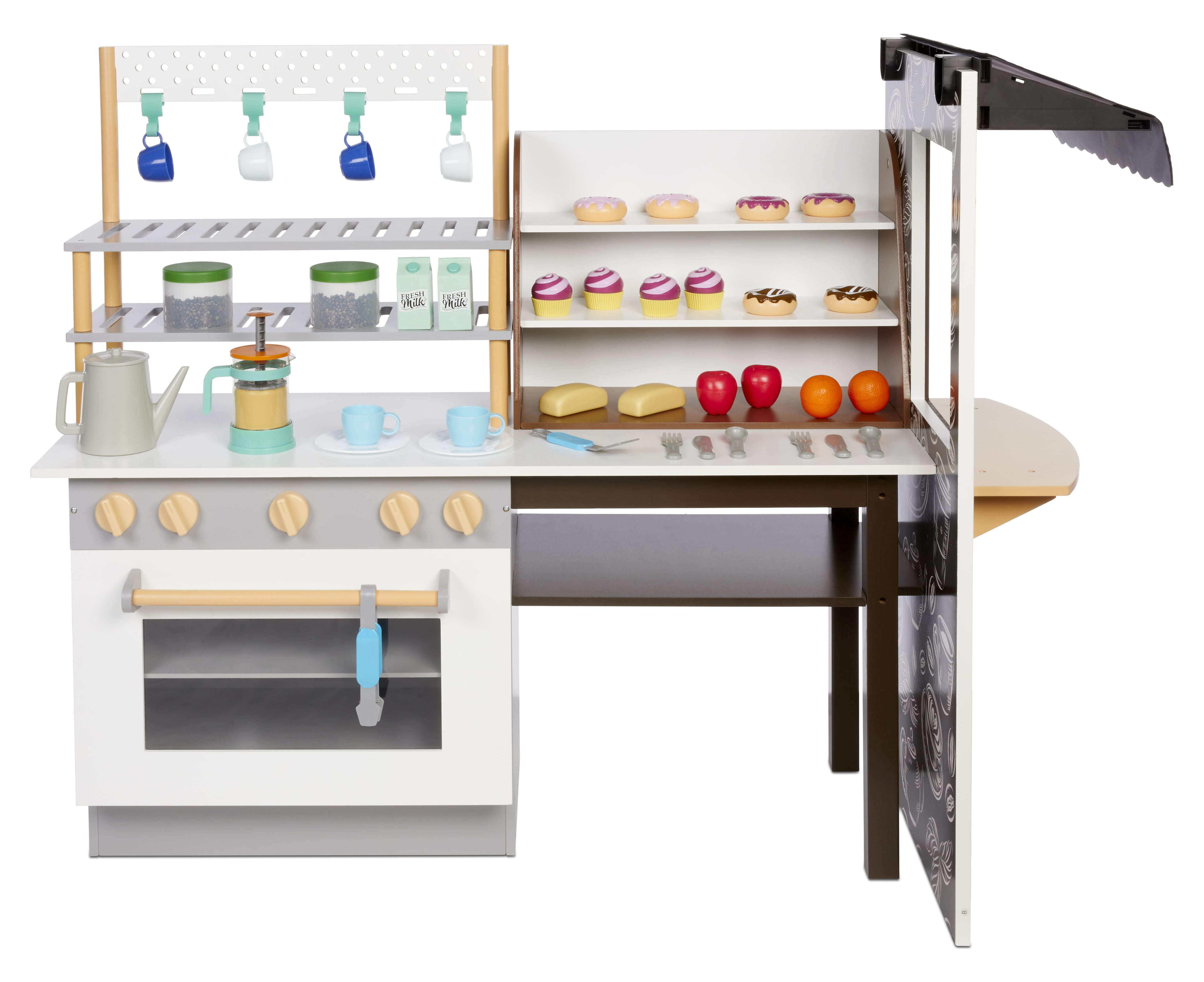 Little Tikes Real Wood Cafe & Bakery 20-Piece Wooden Pretend Play Kitchen Toys Playset, Realistic Lights & Sounds, Dual-Sided Play, Multi-Color, Kids Girls Boys Ages 3 4 5+ - Image 5