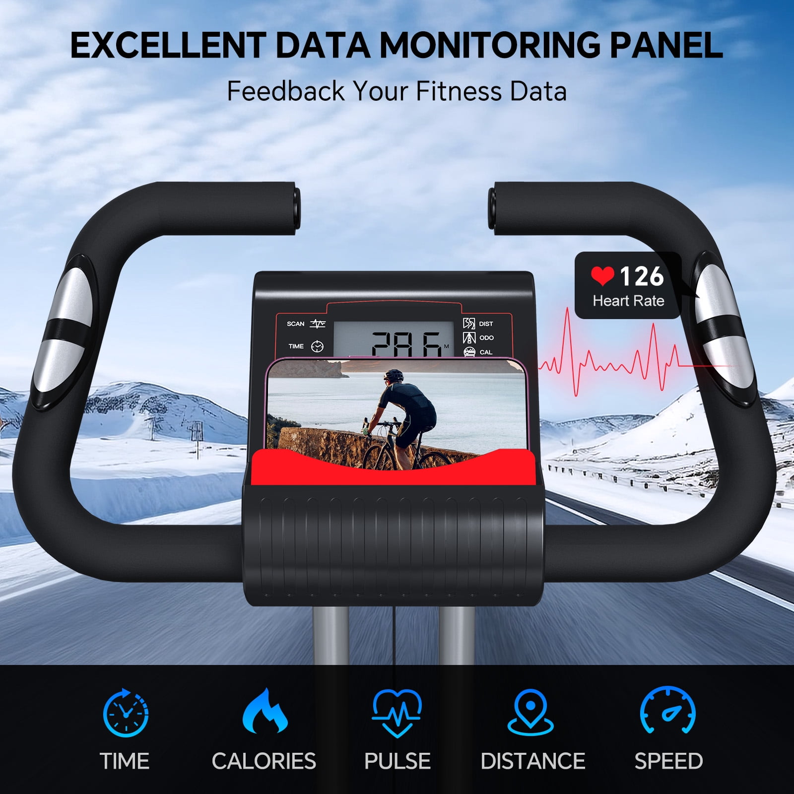 Foldable Exercise Bike for Small Apartments, Stationary Bikes for Home, Indoor Portable Cycling Bike with 16-Level Magnetic Resistance, 260LBS Capacity, 5.5 LBS Flywheel, Designed for Small Space Wor - Image 3