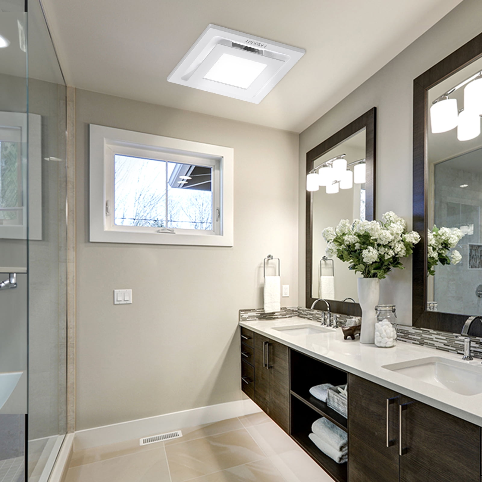 FASDUNT Bathroom Exhaust Fan with Light, 12W Bathroom Fan with LED Light Combo, 120 CFM 1.0 Sones Quiet Ventilation Fan and Light Combo 5000K for Home Bath Office Hotel, White - Image 10