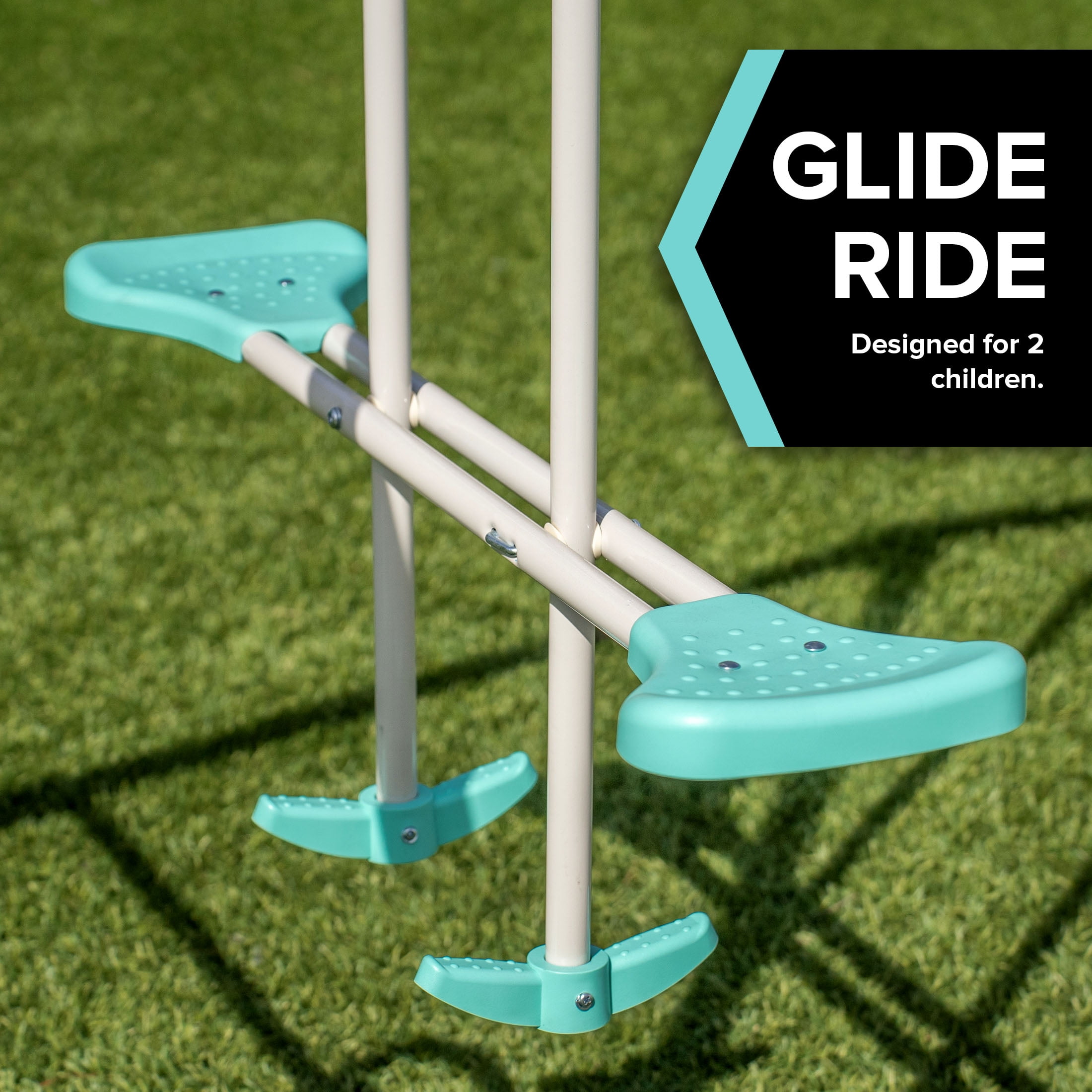 Sportspower Arcadia Metal Swing Set for Kids Ages 3-8, Outdoor Backyard Playset with Trapeze, 2-Person Glider, 5-Foot Slide with Lifetime Warranty, Bonus Anchor Kit (TEAL) - Image 9