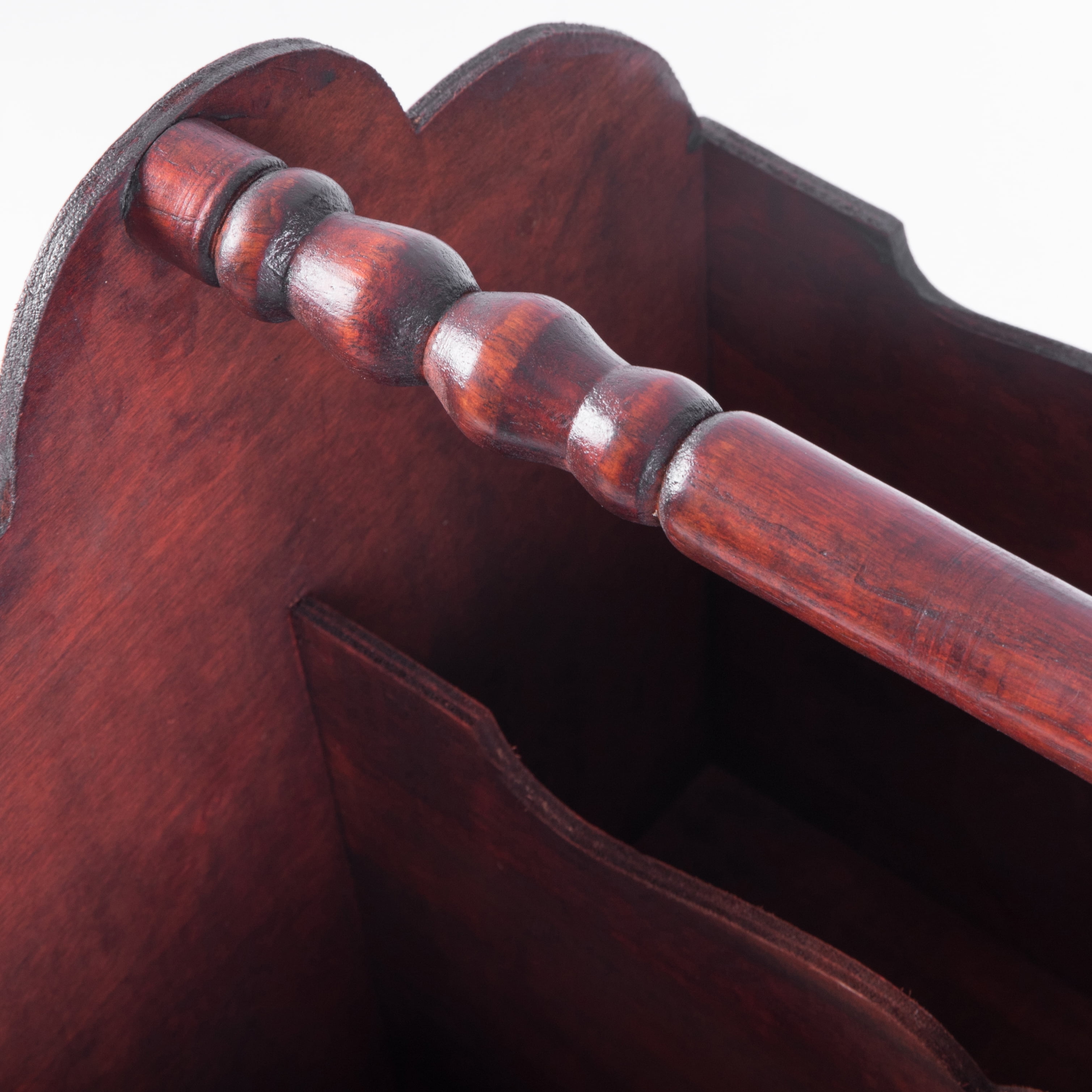 Handcrafted Decorative Wooden Magazine Rack with Handle - Image 2