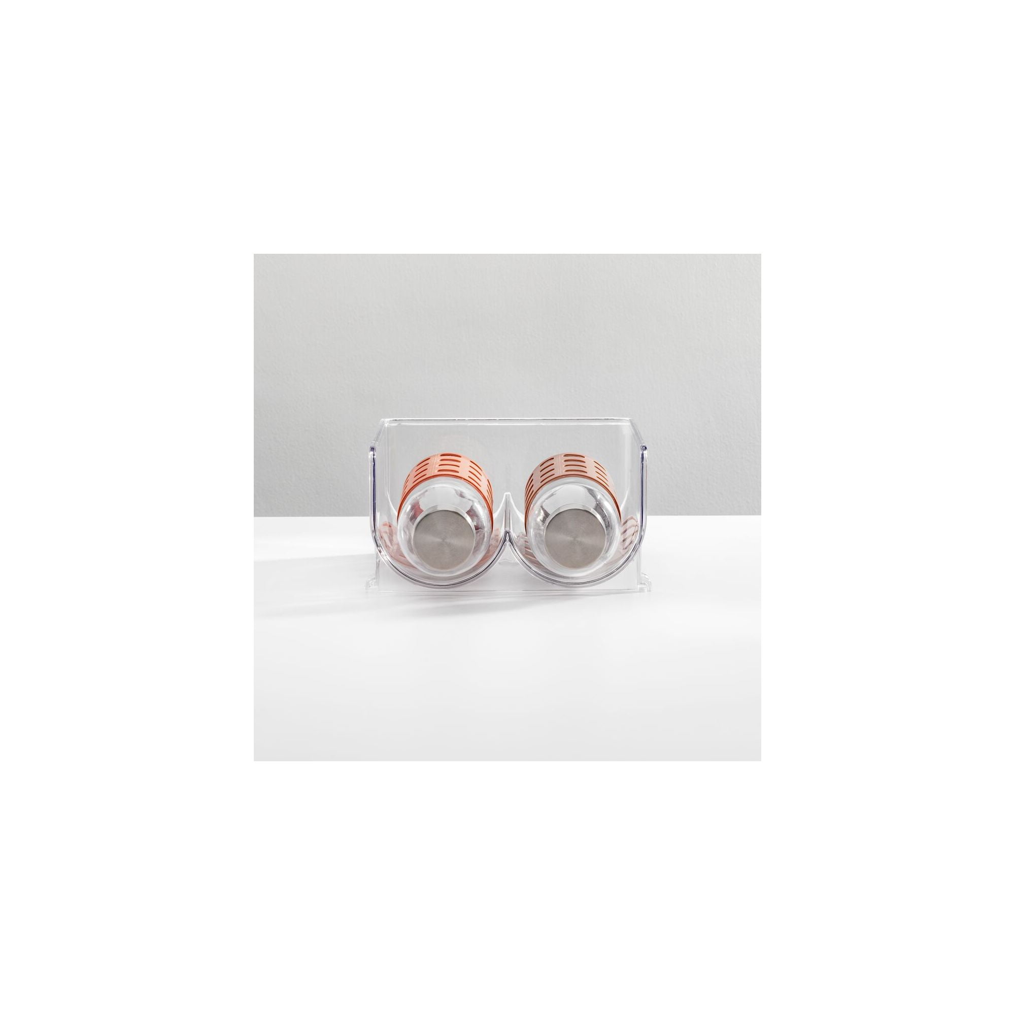 mDesign Plastic Stackable 2 Bottle Water Bottle Storage Organizer Rack - 8 Pack, Clear - Image 2