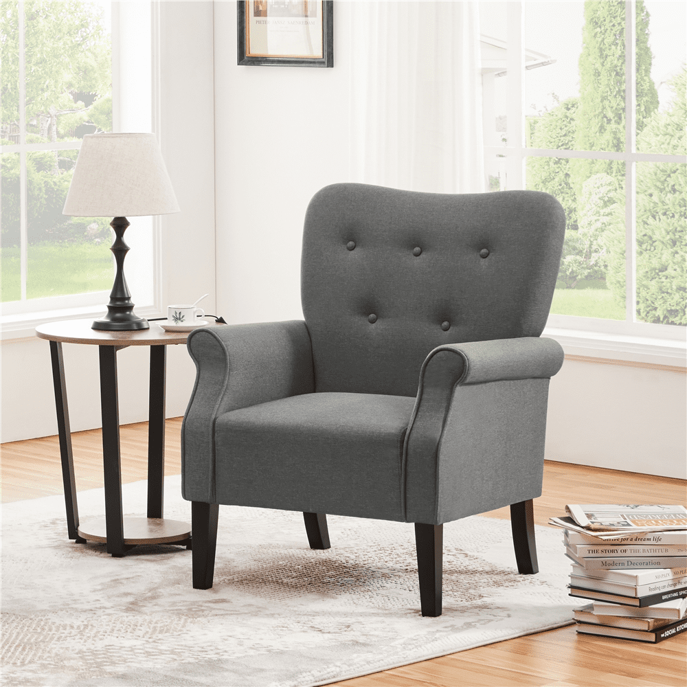Renwick 2pcs Modern Accent Arm Chair, Dark Gray - Image 3