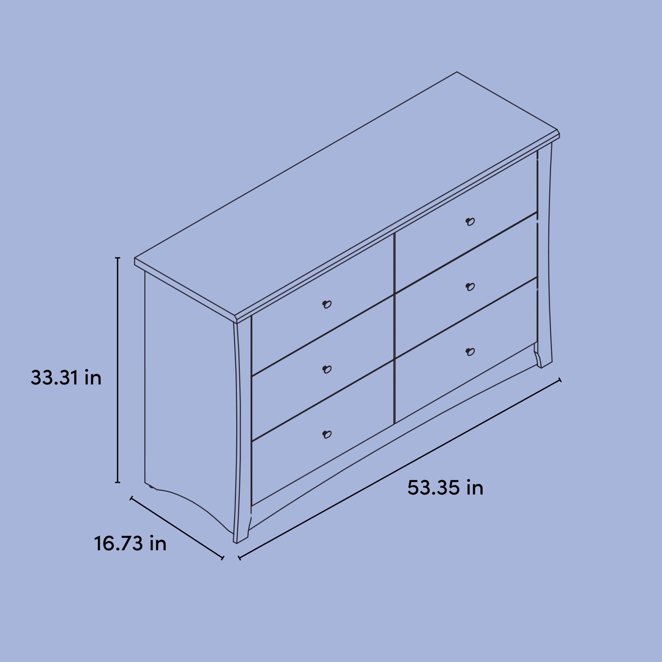 Storkcraft Crescent 6 Drawer Nursery Dresser, White - Image 3