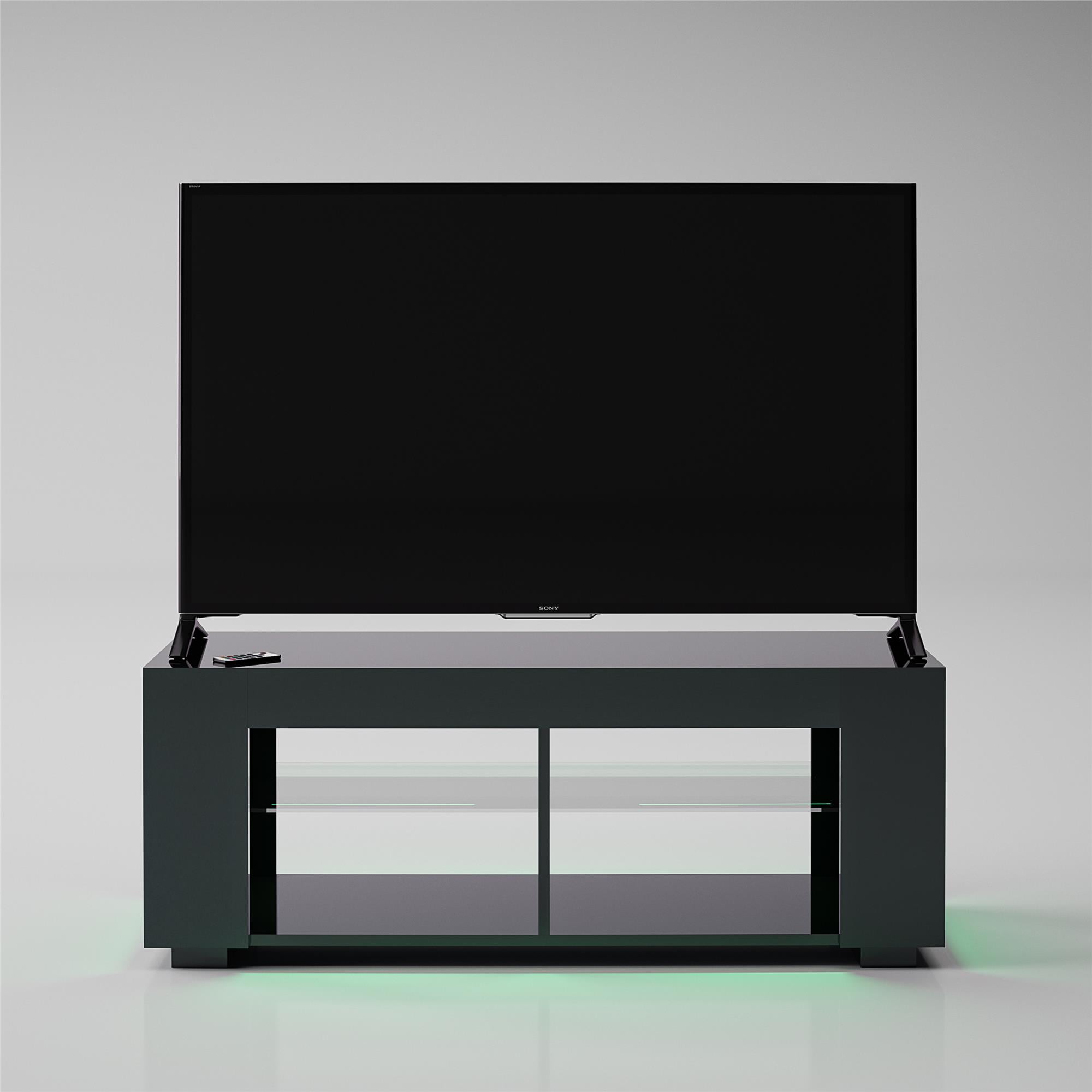 NTense LED TV Stand with Glass Shelves for TVs up to 55", Black Gloss - Image 14