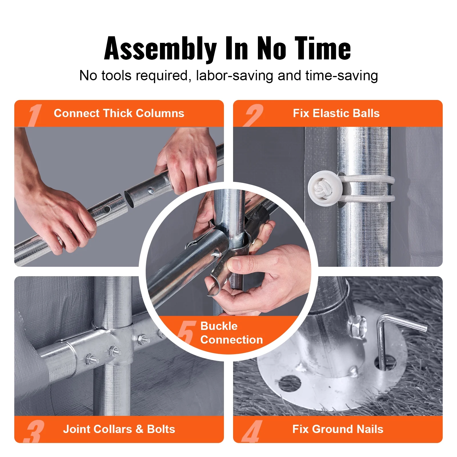 VEVOR Portable Shed Storage Shelter Outdoor, 10x10x8.5 ft Heavy Duty All-Season Instant Storage Tent Tarp Sheds with Roll-up Zipper Door and Ventilated Windows - Image 3