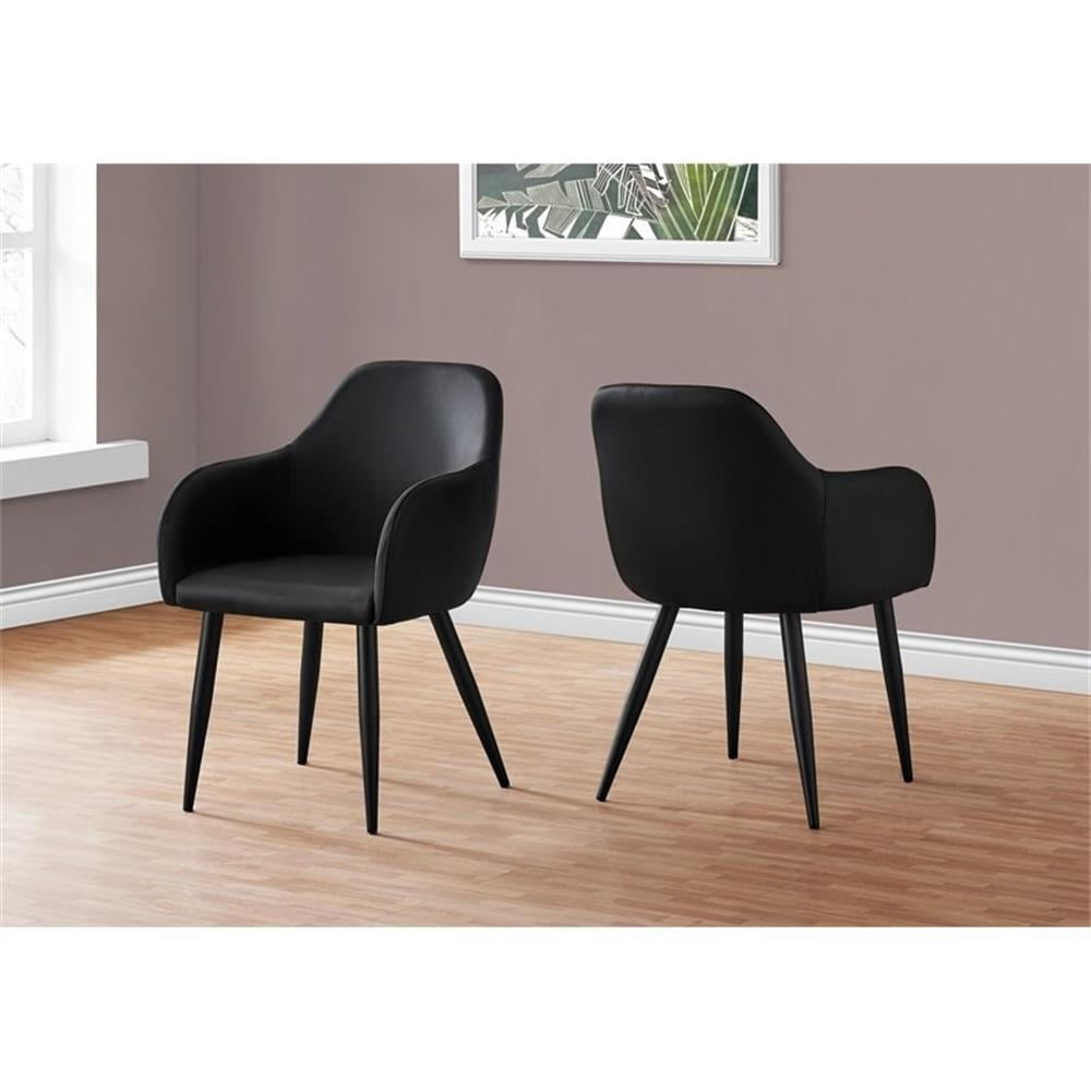 Monarch Specialties Dining Chair, Set Of 2, Side, Upholstered, Kitchen, Black PU, 33" H, Indoor - Image 5