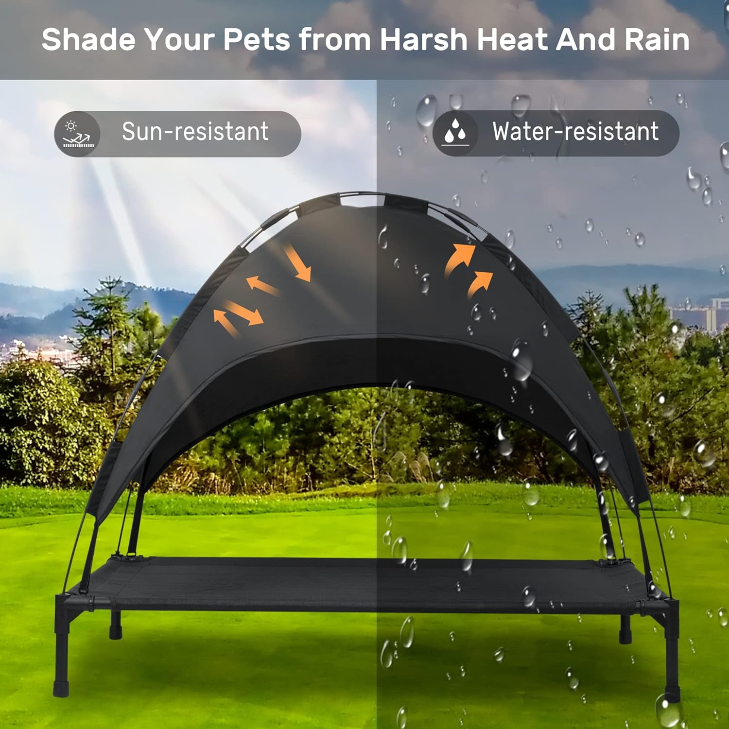 Niubya 48in Elevated Cooling Dog Bedy, Outdoor and indoor Portable Pet Cot with Removable Canopy, Black - Image 7